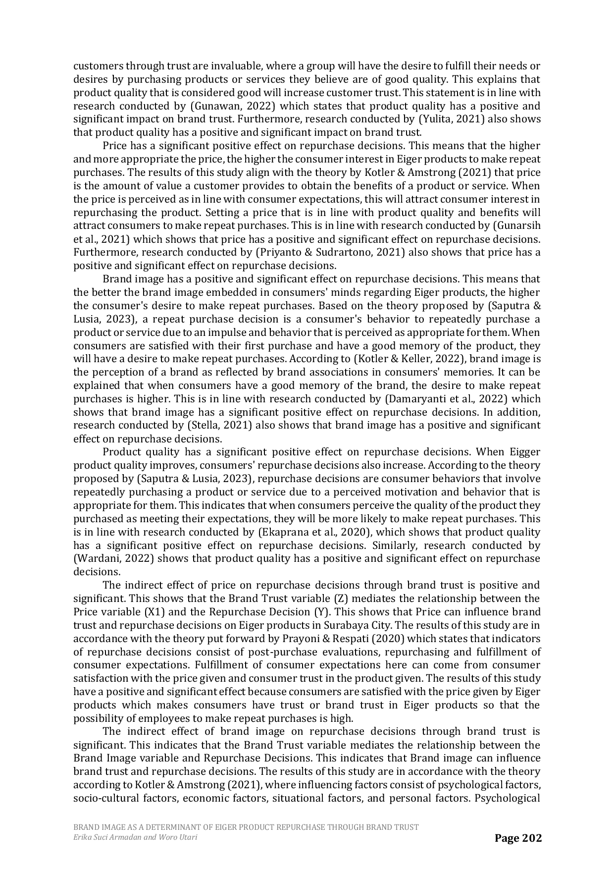 JURIS Brand Image as a Determinant of Eiger Product Repurchase Through Brand Trust