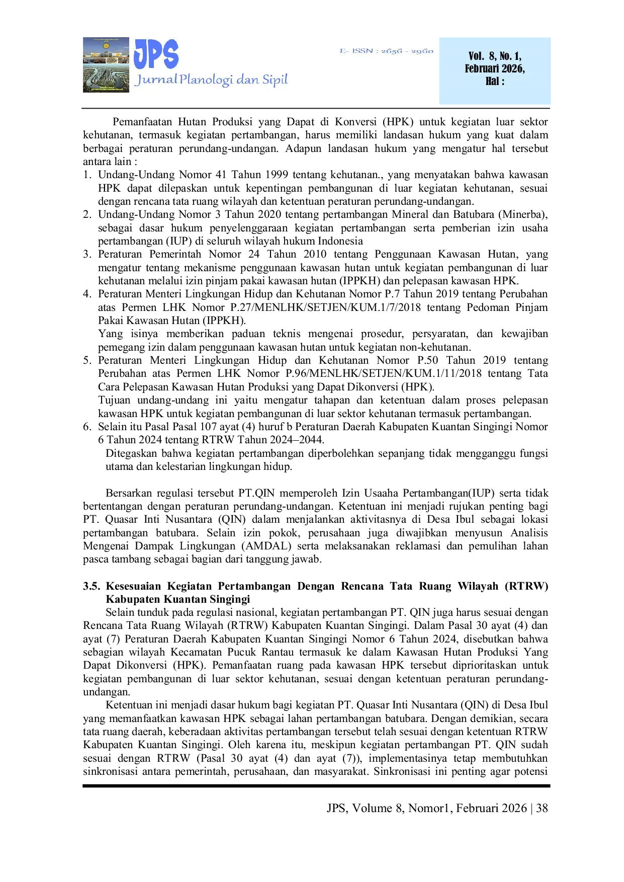 JURIS Aliah Fungsi Hutan Produksi Yang Dapat Di Konversi HPK Menjadi Lahan Tambang Batubara Oleh PT Quasar Inti Nusantara QIN Di Desa Ibul Kec Pucuk Rantau Kab Kuantan Singingi
