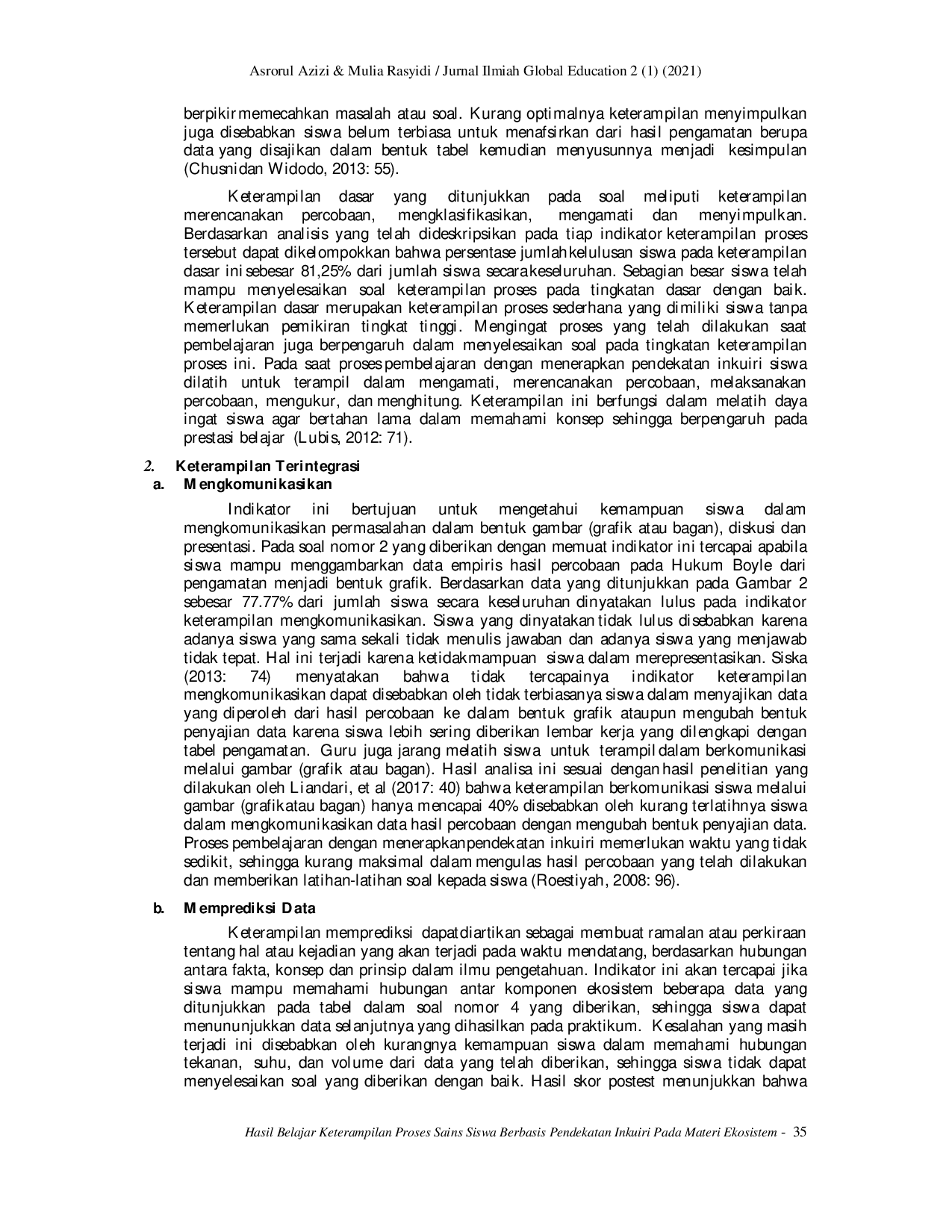 juris Hasil Belajar Keterampilan Proses Sains Siswa Berbasis Pendekatan Inkuiri Pada Materi Ekosistem