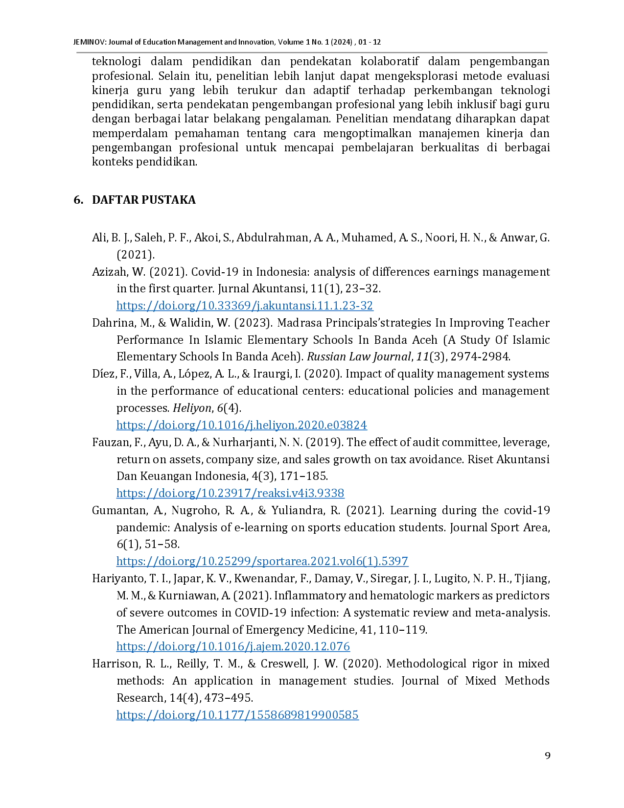 juris The Role of Performance Management and Teacher Professional Development on the Quality of Learning in Madrasah Tsanawiyah Peran Manajemen Kinerja Dan Pengembangan Profesional Guru Terhadap Kualitas