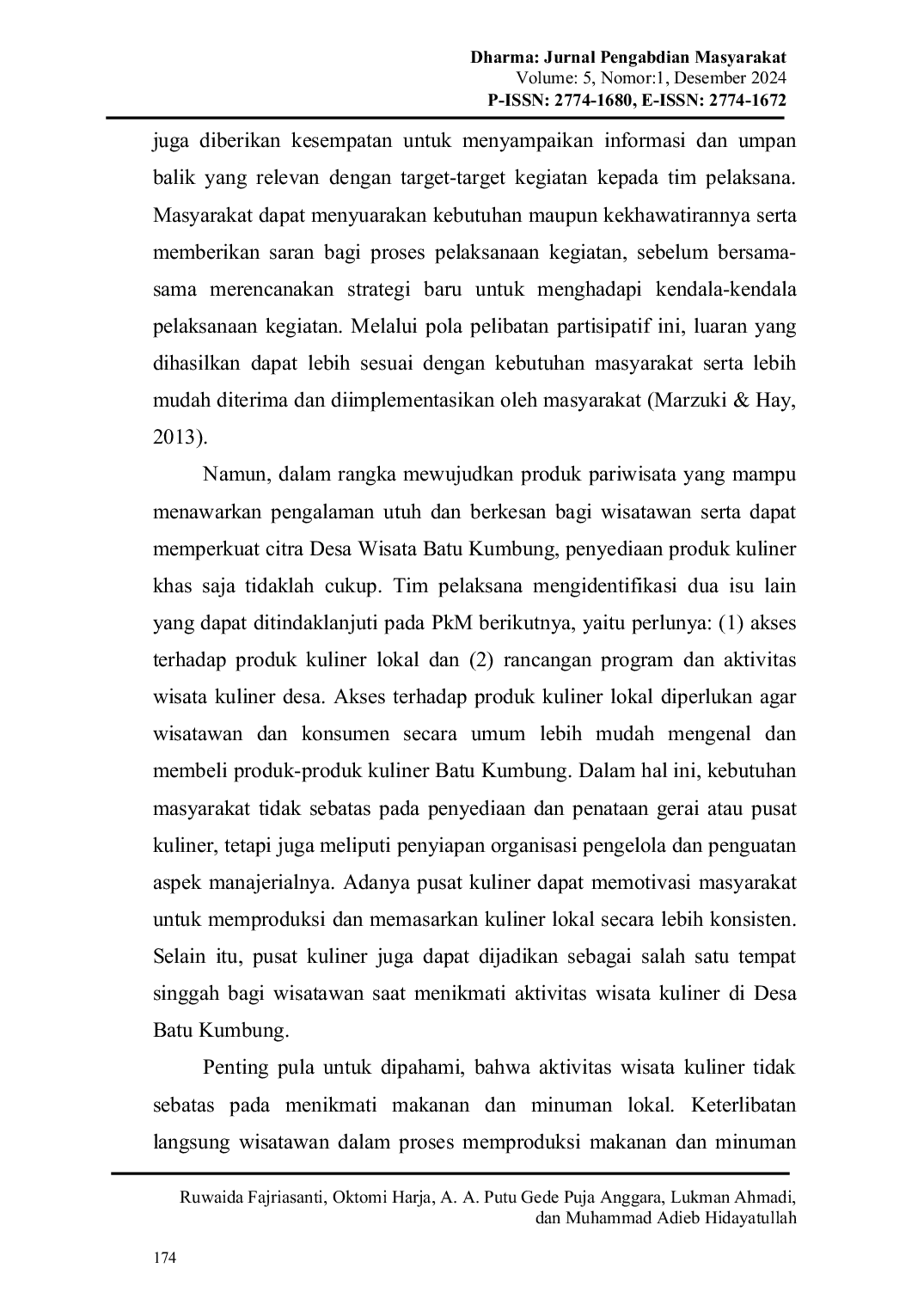 JURIS Pengembangan Menu Kuliner Khas Berbahan Lele Clarias Spp Untuk Meningkatkan Citra Desa Wisata Batu Kumbung