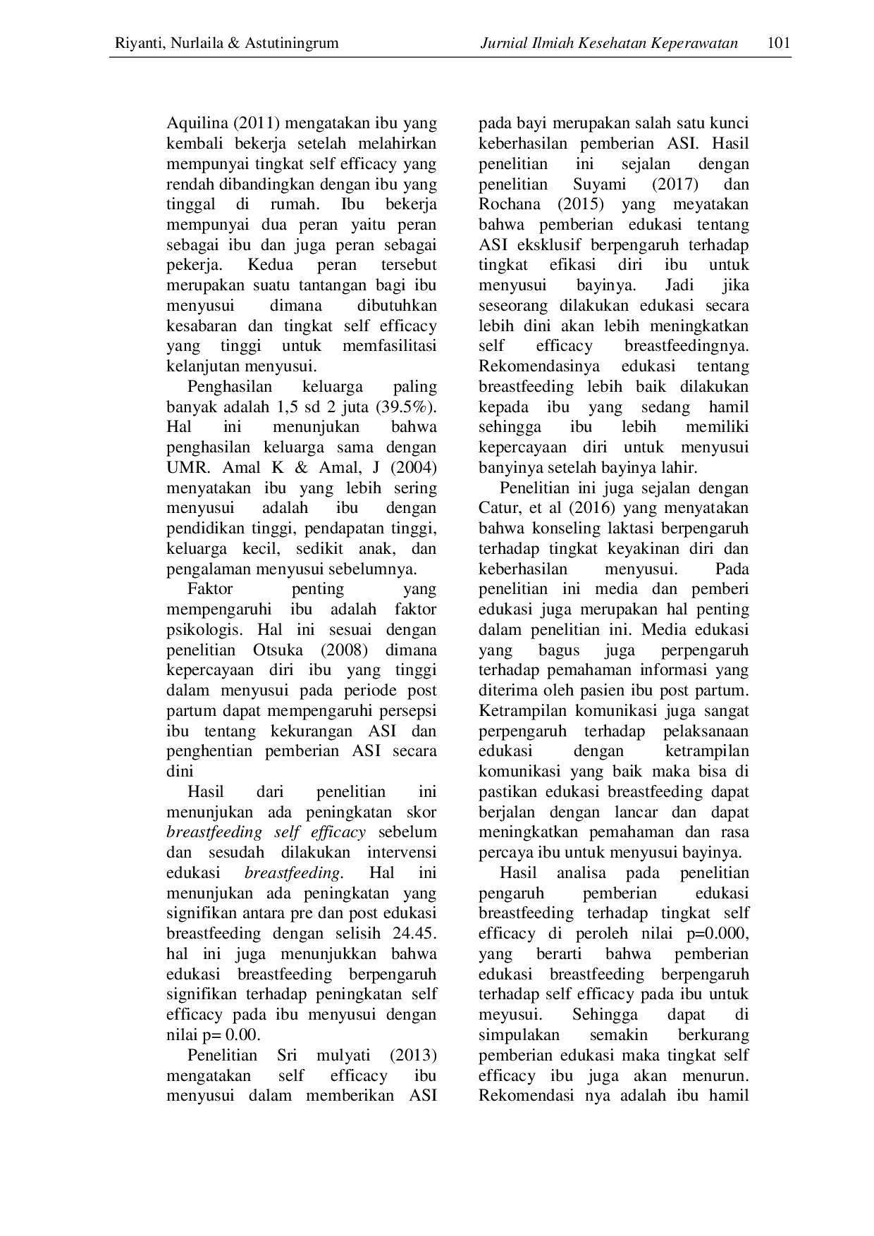 JURIS Pengaruh Edukasi Breastfeeding Ibu Post Partum Terhadap Breastfeeding Self Efficacy