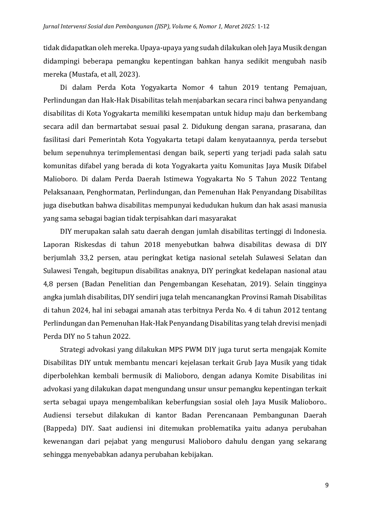 JURIS Strategi Advokasi Muhammadiyah Terhadap Jaya Musik Difabel Pasca Penataan Malioboro