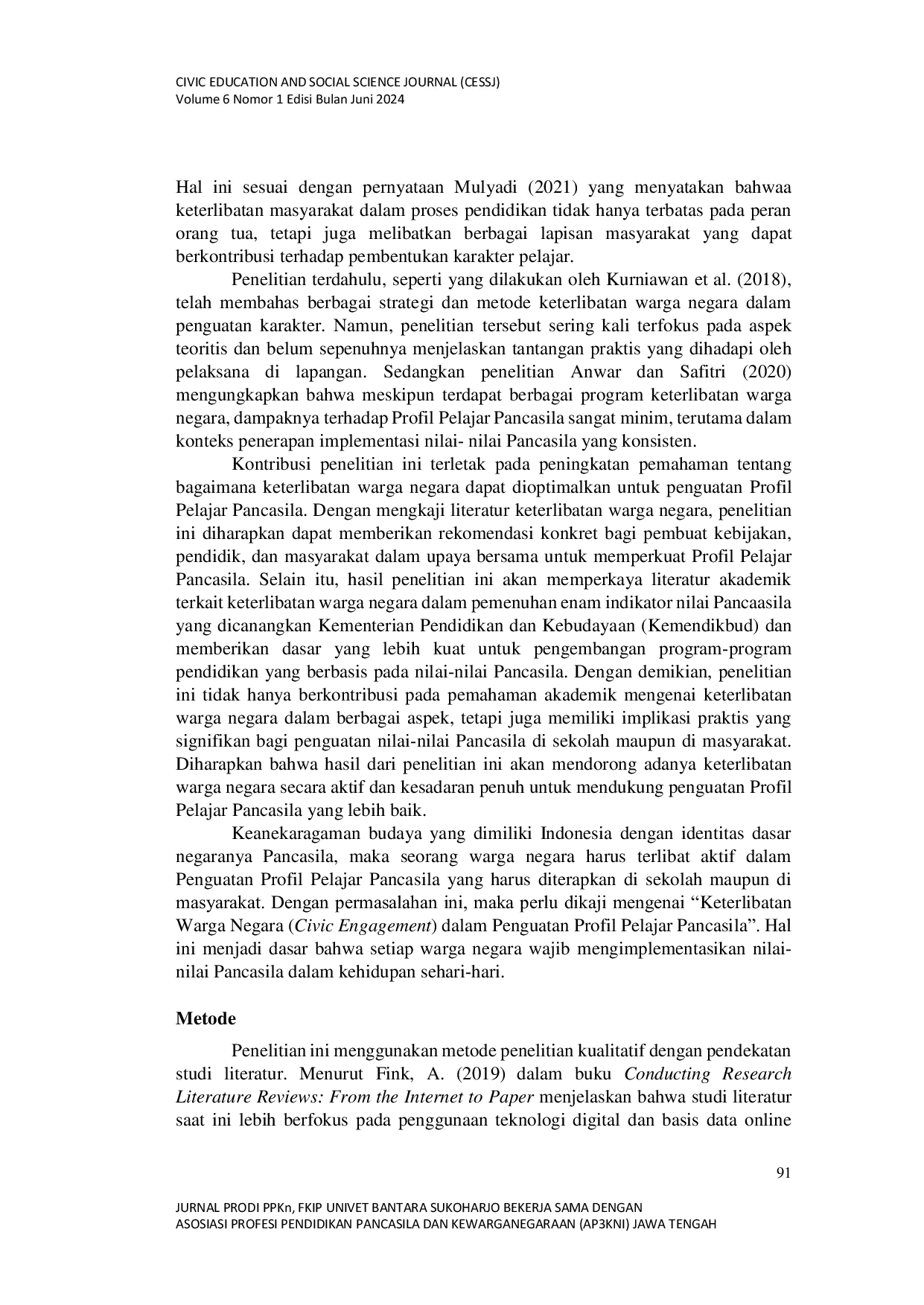 JURIS Keterlibatan Warga Negara Civic Engagement dalam Penguatan Profil Pelajar Pancasila