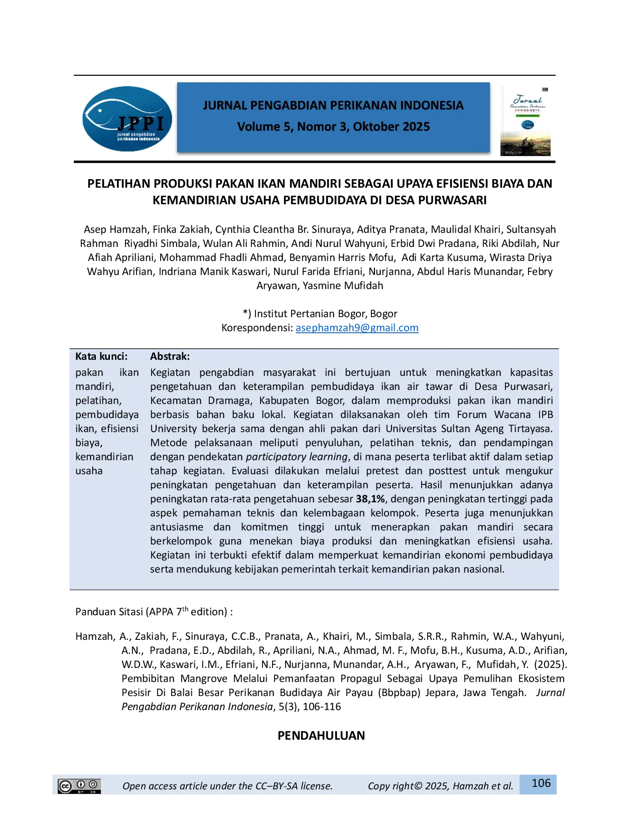 JURIS Pelatihan Produksi Pakan Ikan Mandiri Sebagai Upaya Efisiensi Biaya dan Kemandirian Usaha Pembudidaya di Desa Purwasiari