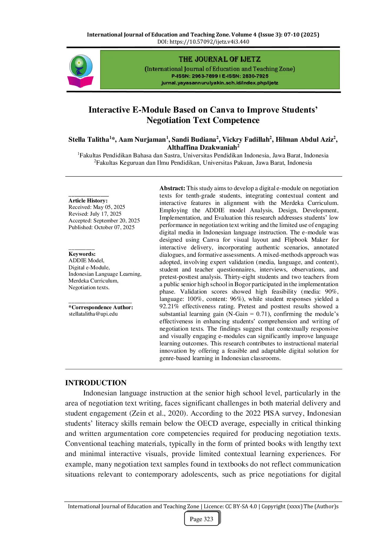 JURIS Interactive E Module Based on Canva to Improve Students Negotiation Text Competence