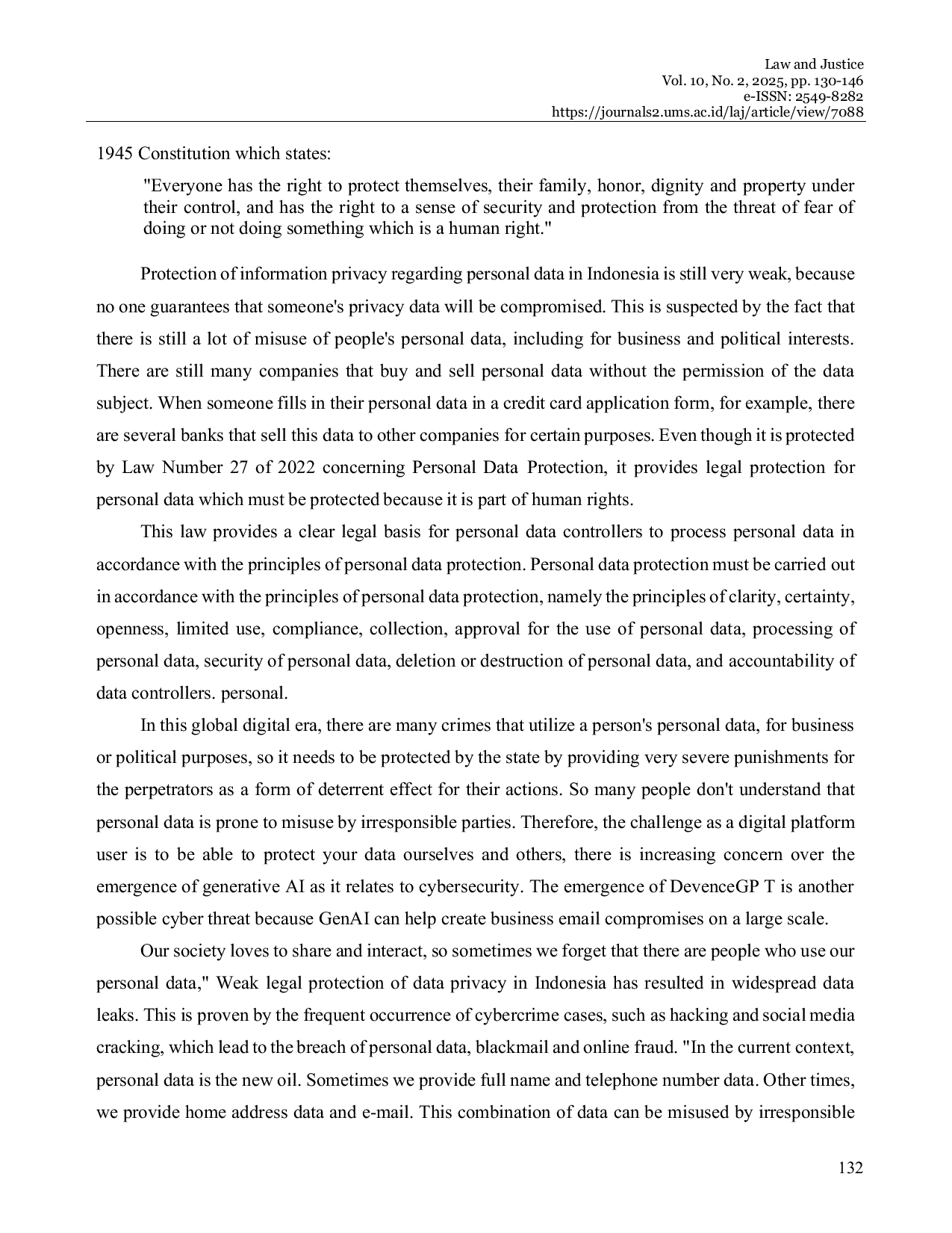 JURIS Legal and Cultural Implications for Personal Data Protection in the Era of Global Digitalization