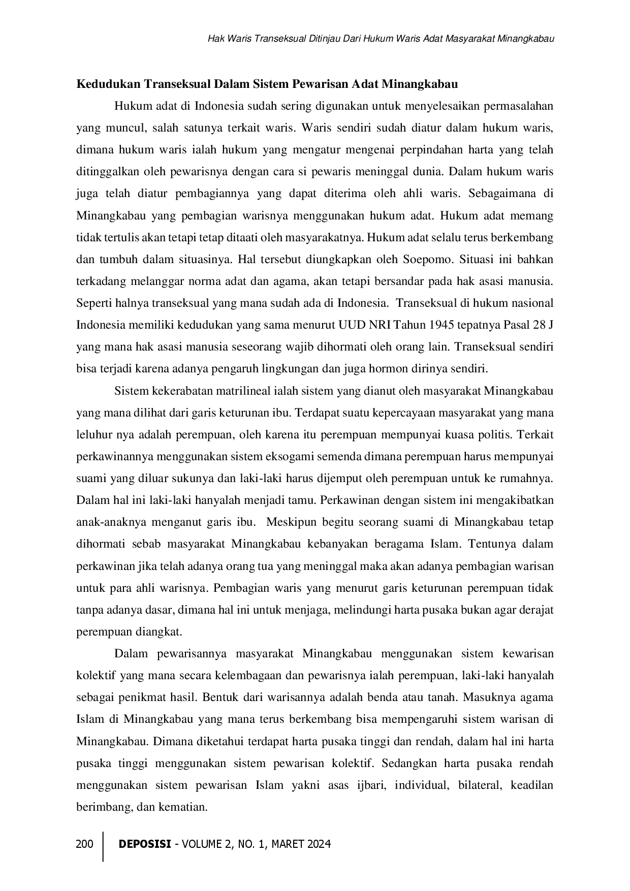 juris Hak Waris Transeksual Ditinjau Dari Hukum Waris Adat Masyarakat Minangkabau