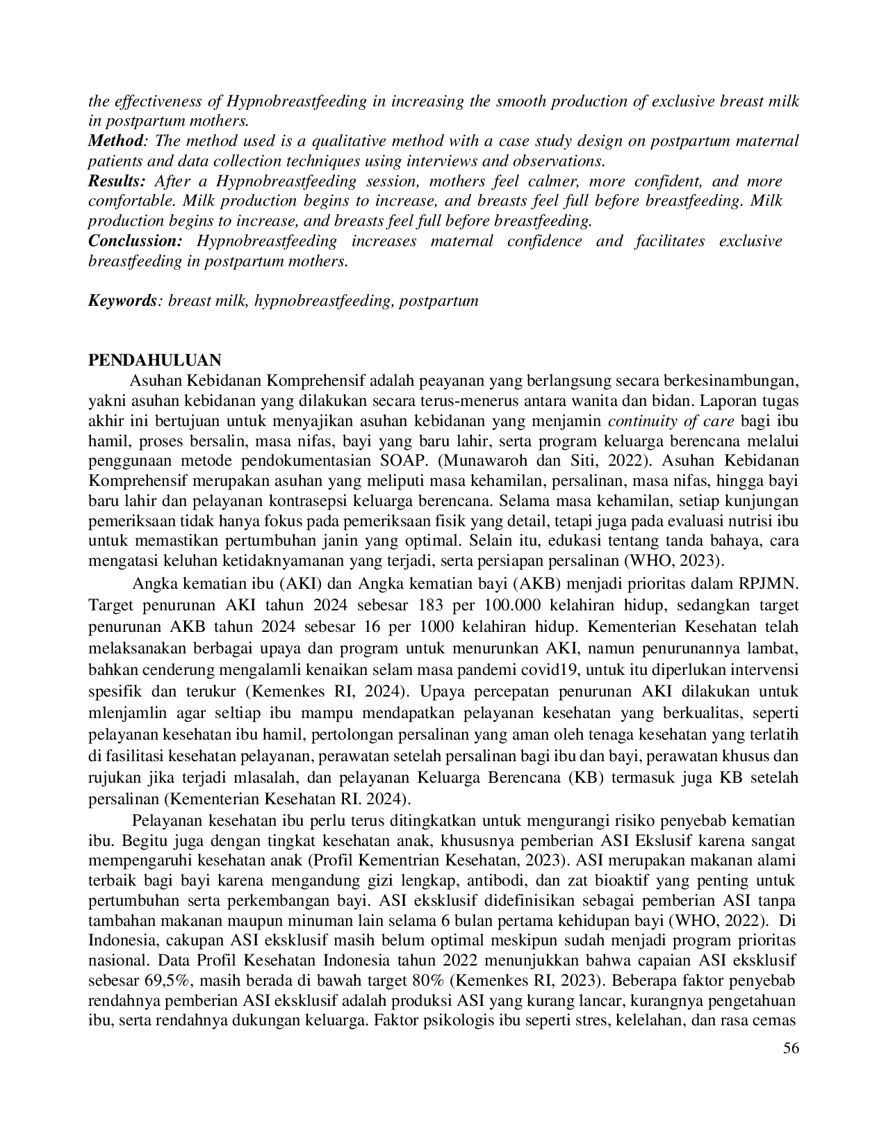 JURIS Hypnobreastfeeding Optimizes Breast Milk Flow In Postpartum Mothers