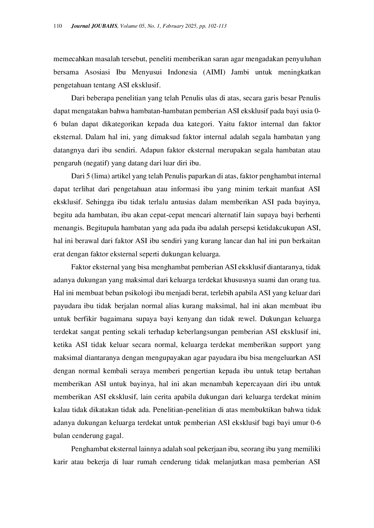 JURIS Hambatan Hambatan Dalam Pemberian Asi Eksklusif