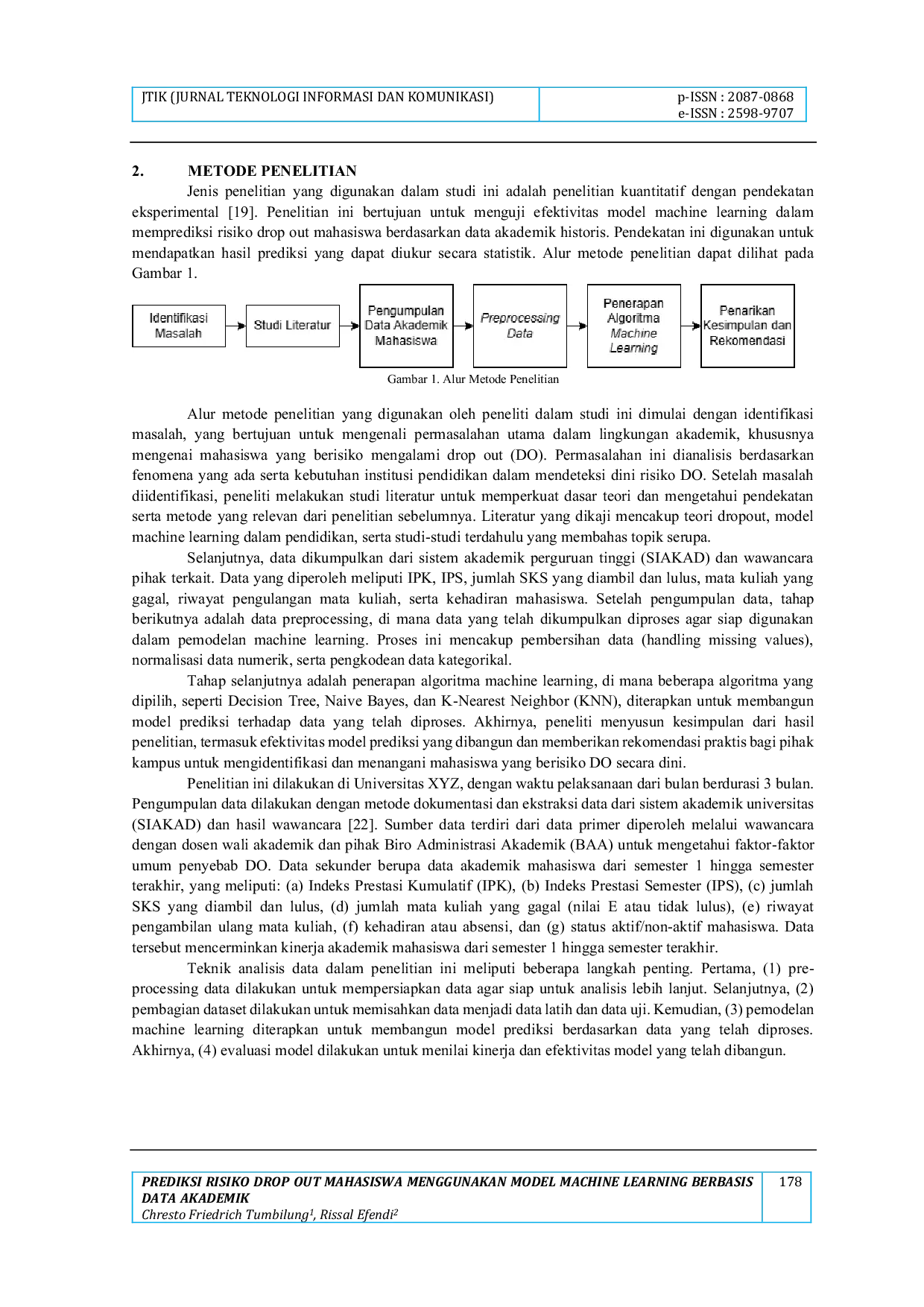 JURIS PREDIKSI RISIKO DROP OUT MAHASISWA MENGGUNAKAN MODEL MACHINE LEARNING BERBASIS DATA AKADEMIK Studi Kasus Universitas XYZ