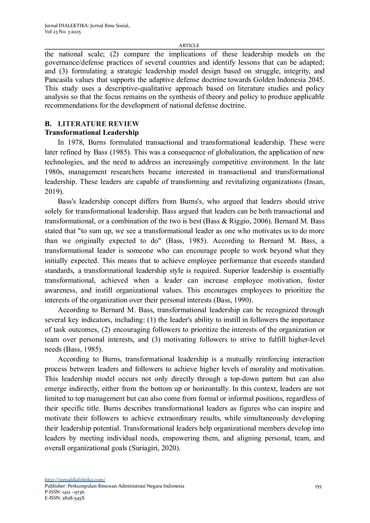 JURIS Transformational Leadership and National Resource Mobilization Design of Indonesia s Defense Doctrine Towards 2045