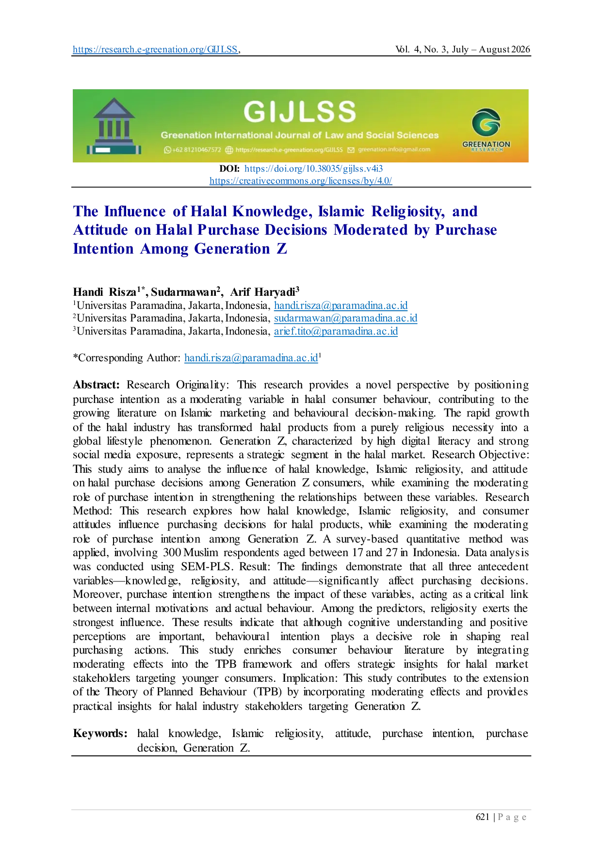 JURIS The Influence of Halal Knowledge Islamic Religiosity and Attitude on Halal Purchase Decisions Moderated by Purchase Intention Among Generation Z