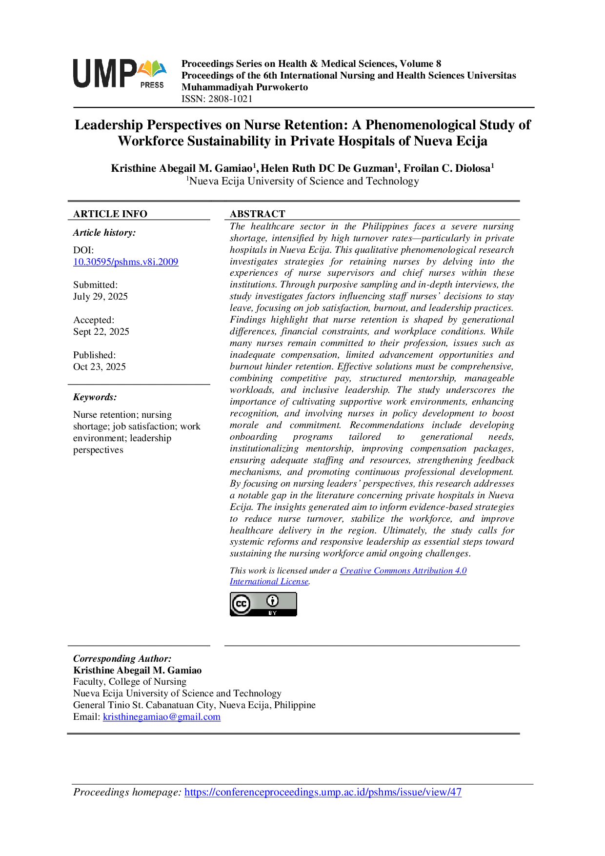 JURIS Leadership Perspectives on Nurse Retention A Phenomenological Study of Workforce Sustainability in Private Hospitals of Nueva Ecija
