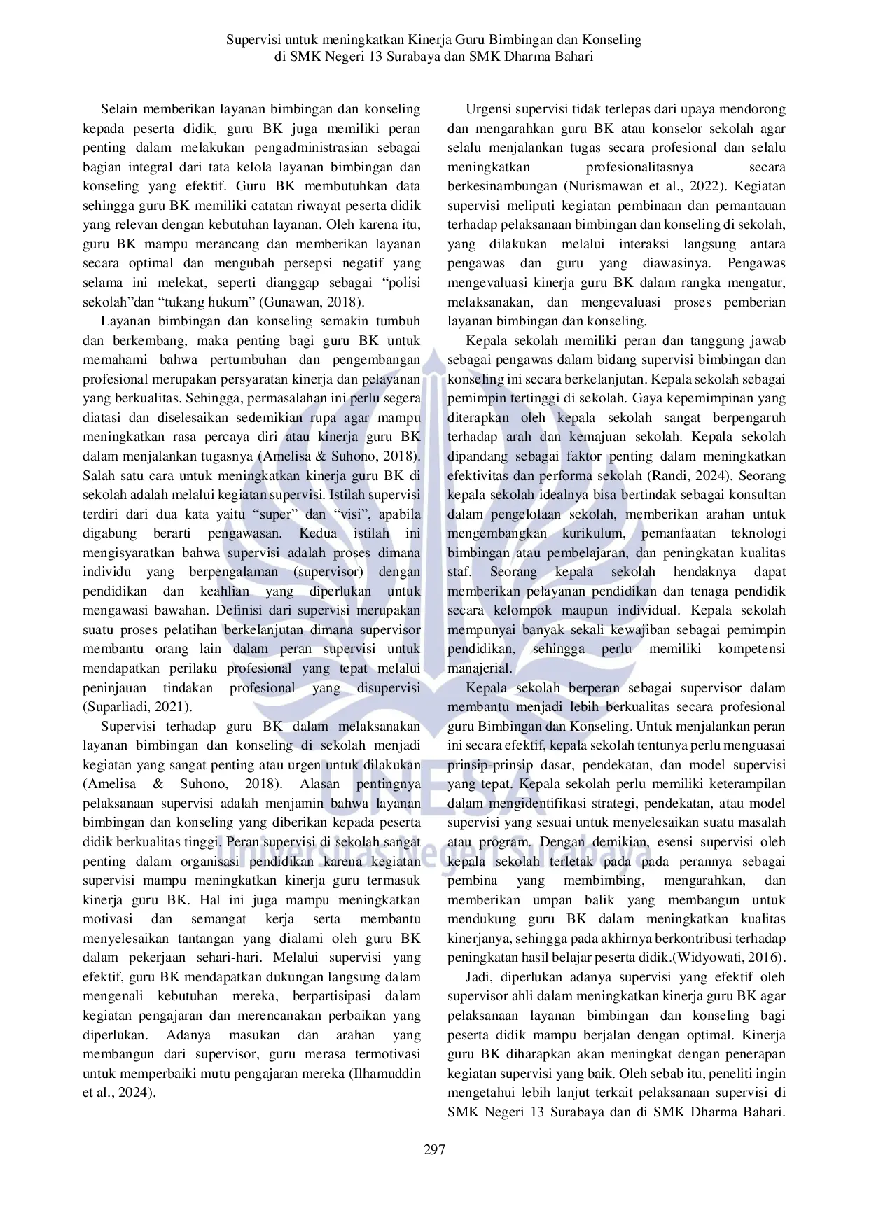 JURIS Supervisi Untuk Meningkatkan Kinerja Guru Bimbingan Dan Konseling Di Smk Negeri 13 Surabaya Dan Smk Dharma Bahari