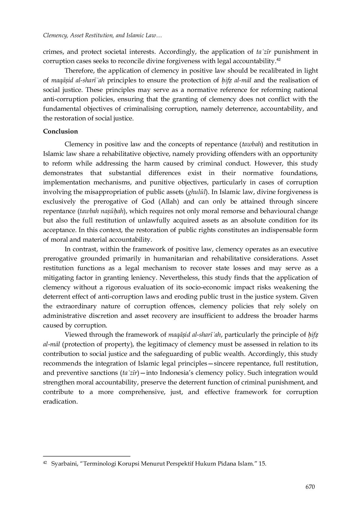 JURIS Clemency Asset Restitution and Islamic Law Rethinking Justice for Corruption Offences in Indonesia