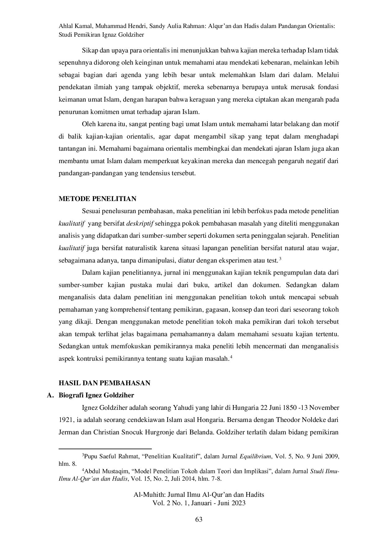 JURIS Alqur an dan Hadis dalam Pandangan Orientalis Studi Pemikiran Ignaz Goldziher