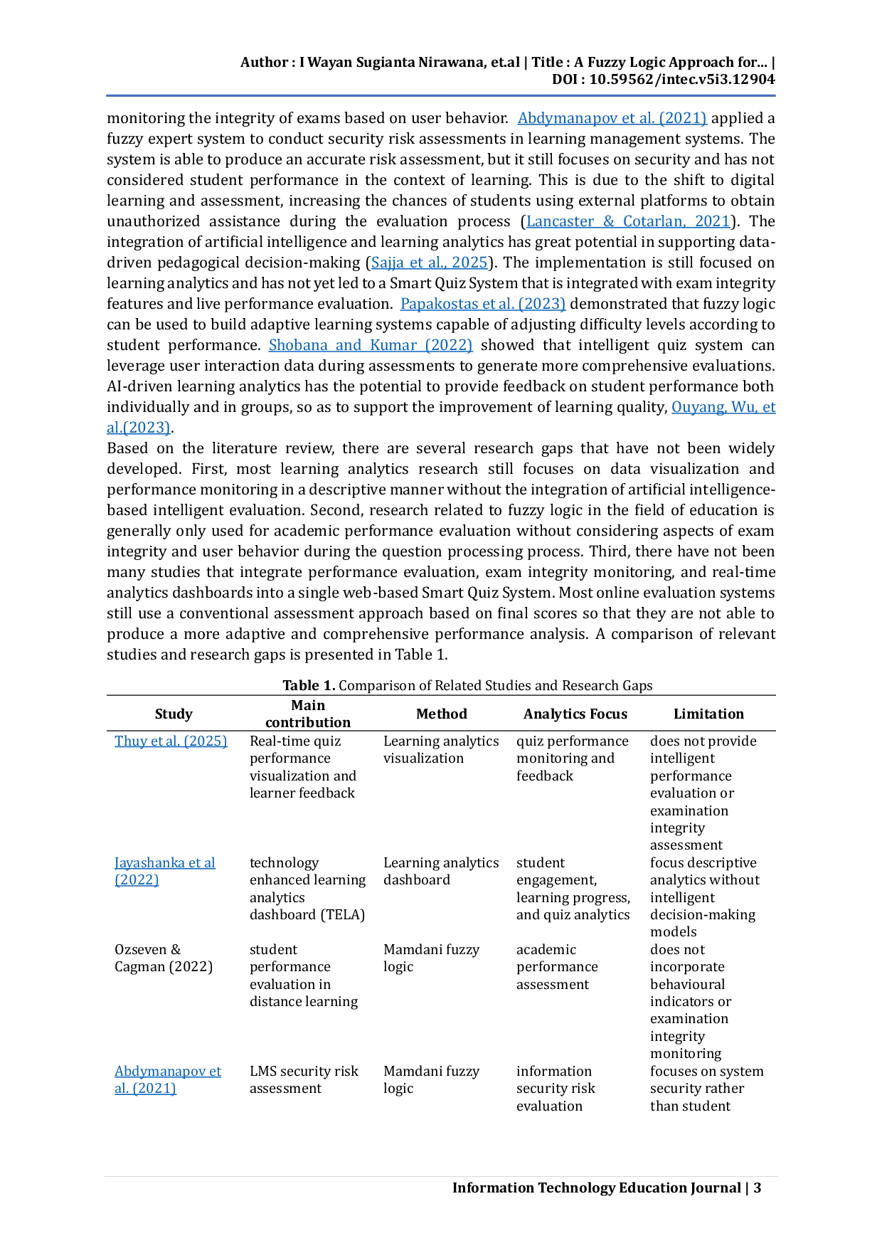 JURIS A Fuzzy Logic Approach for Student Performance and Exam Integrity Assessment in a Web Based Smart Quiz System in Higher Education