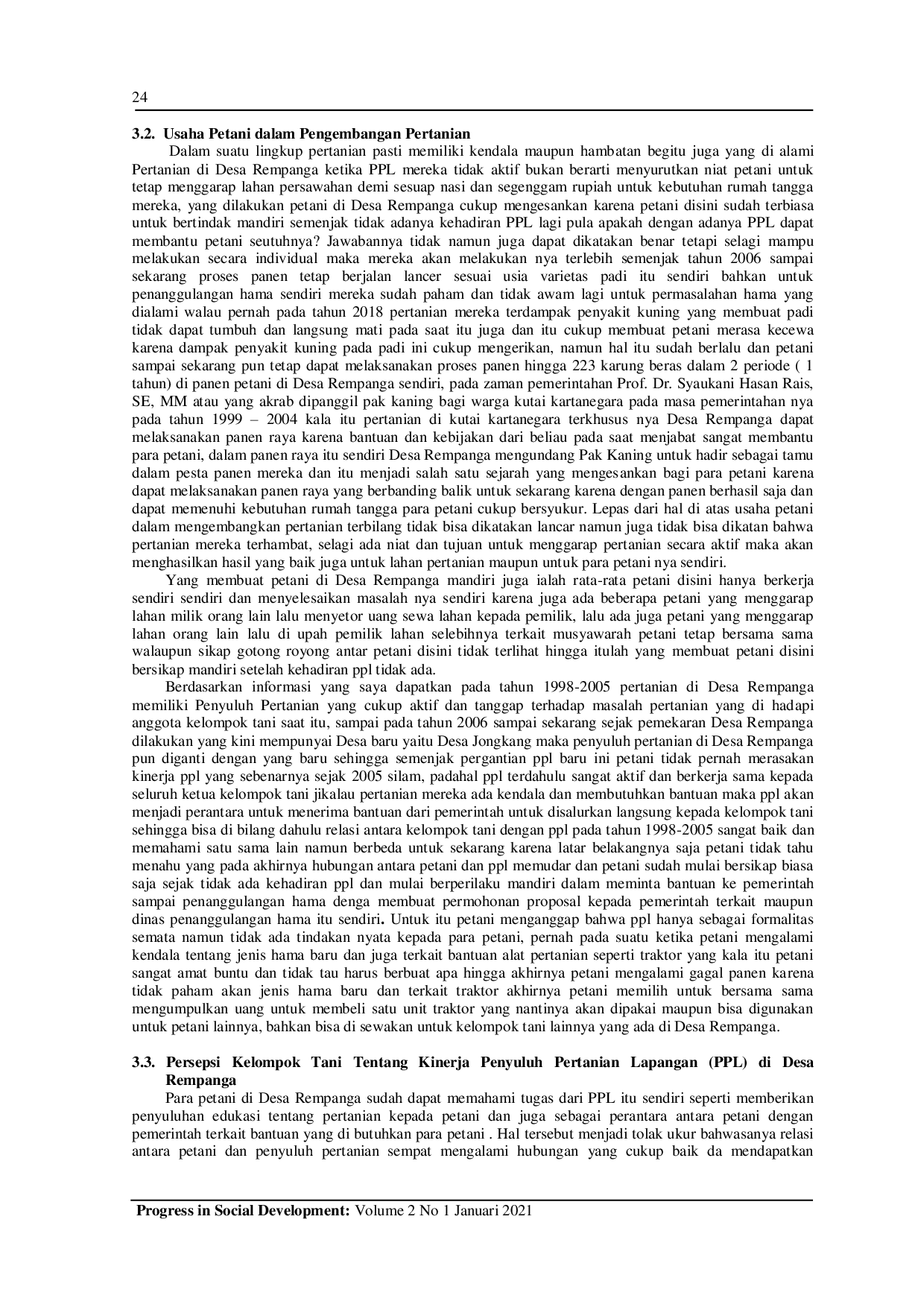 JURIS Farmers Perceptions On the Performance of Field Agricultural Extenders in Rempanga Village Kutai District Kartanegara