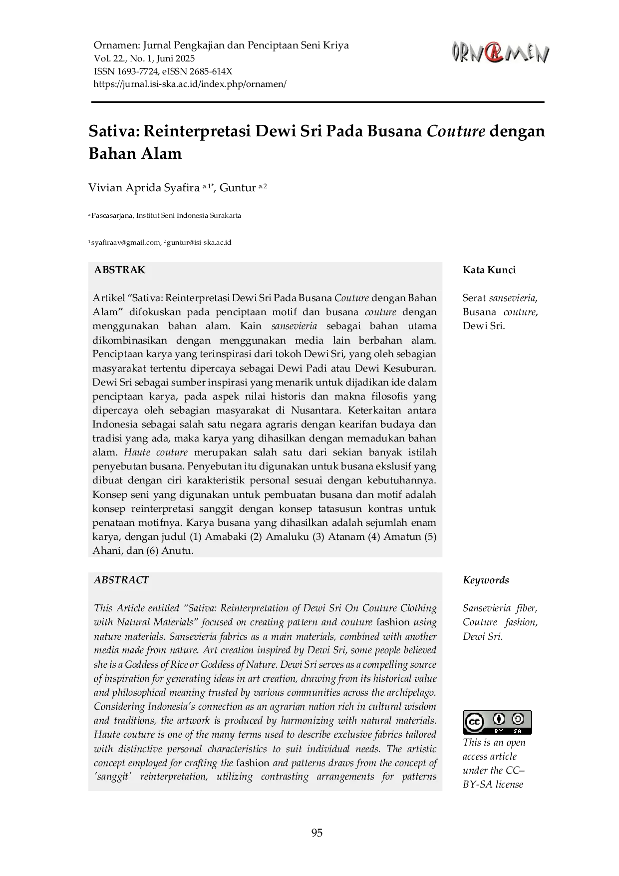 JURIS Sativa Reinterpretasi Dewi Sri Pada Busana Couture dengan Bahan Alam