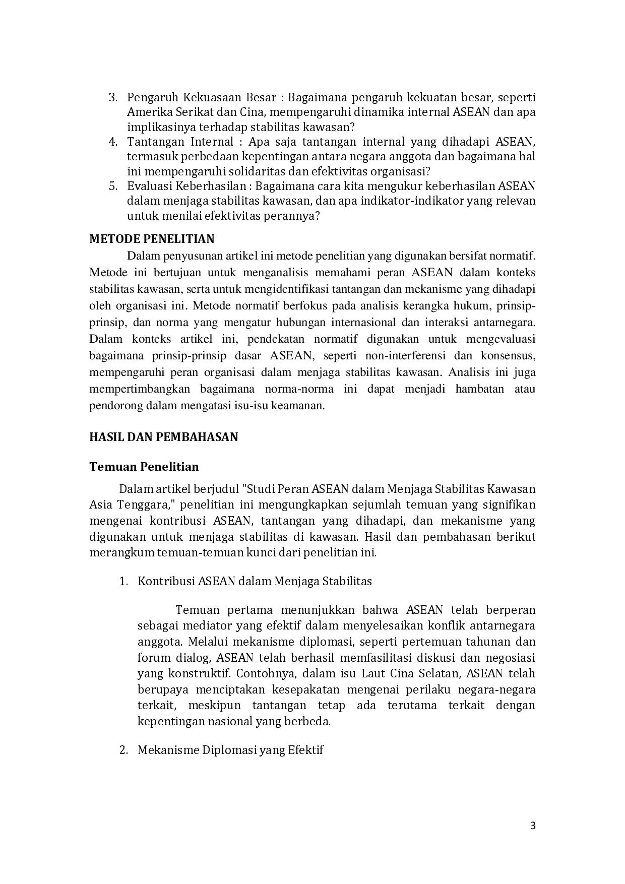 juris Studi Peran Asean dalam Menjaga Stabilitas Kawasan Asia Tenggara