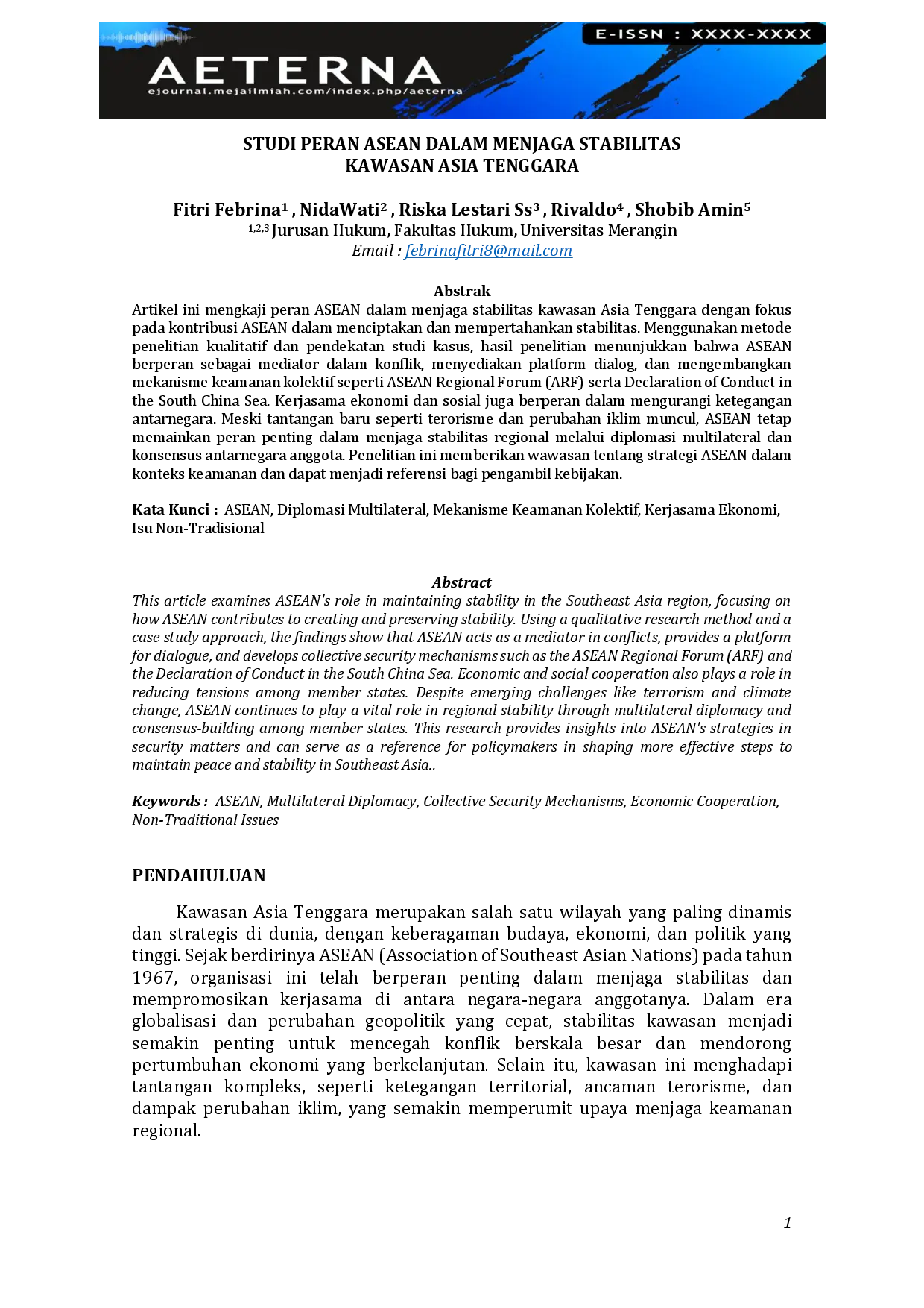 juris Studi Peran Asean dalam Menjaga Stabilitas Kawasan Asia Tenggara