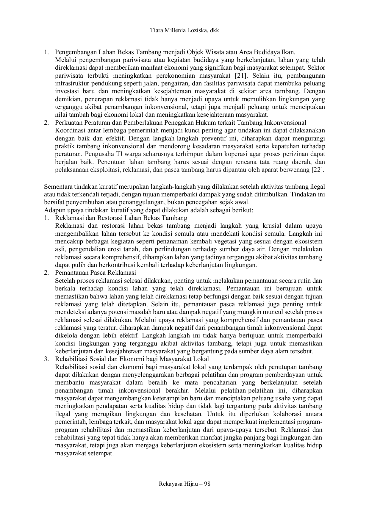 JURIS Memulihkan Kerusakan Lahan Bekas Tambang Inkonvensional di Pulau Bangka Provinsi Kepulauan Bangka Belitung Upaya Reklamasi Berdasarkan Literatur