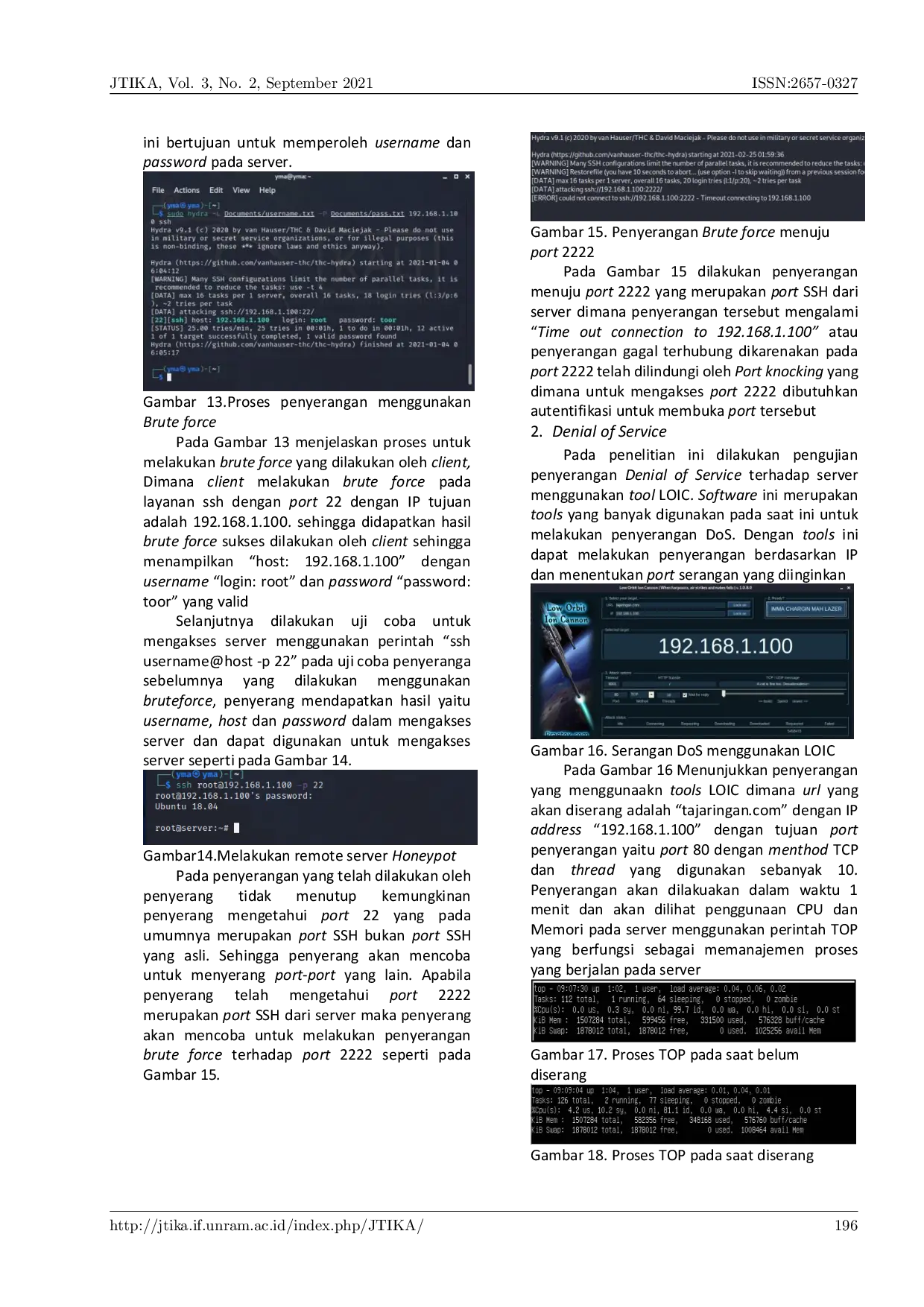 JURIS Optimasi Port Knocking dan Honeypot Menggunakan IPTables Sebagai Keamanan Jaringan pada Server