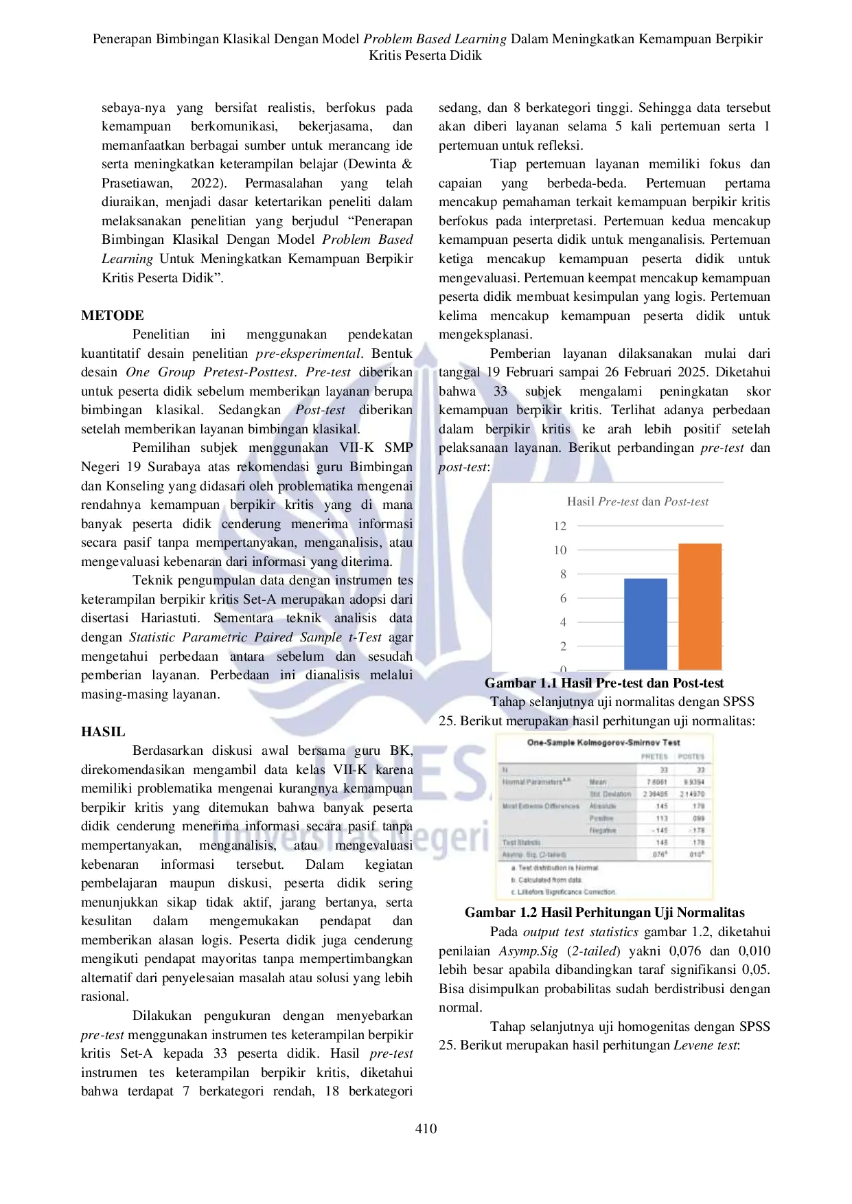 JURIS Penerapan Bimbingan Klasikal Dengan Model Problem Based Learning Dalam Meningkatkan Kemampuan Berpikir Kritis Peserta Didik
