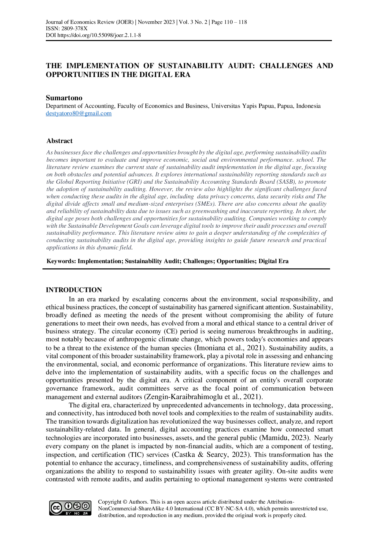 JURIS The Implementation of Sustainability Audit Challenges and Opportunities in the Digital Era