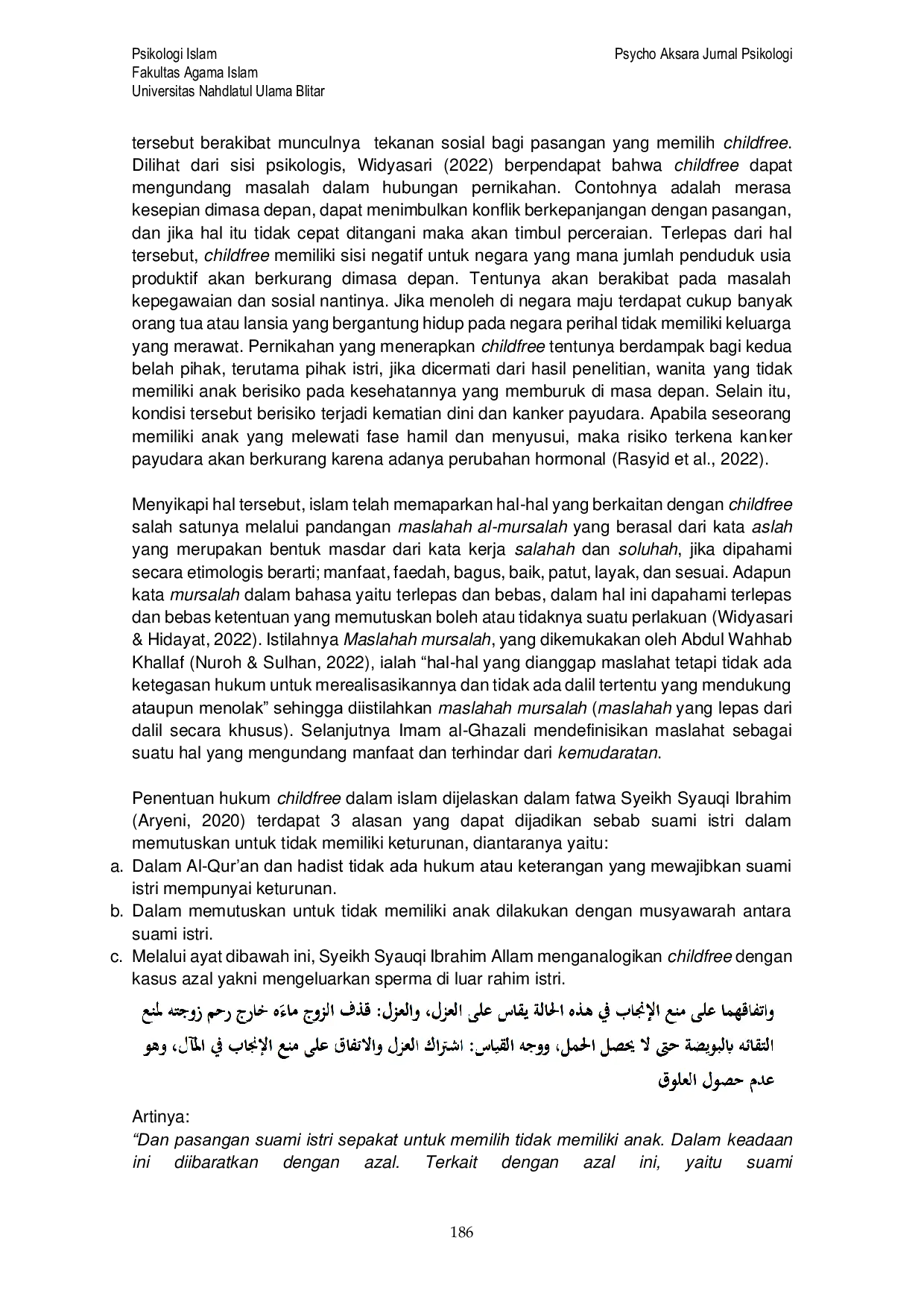 JURIS Fenomena Childfree Dalam Tinjauan Maslahah Mursalah Studi Fenomenologi Terhadap Generasi 5 0