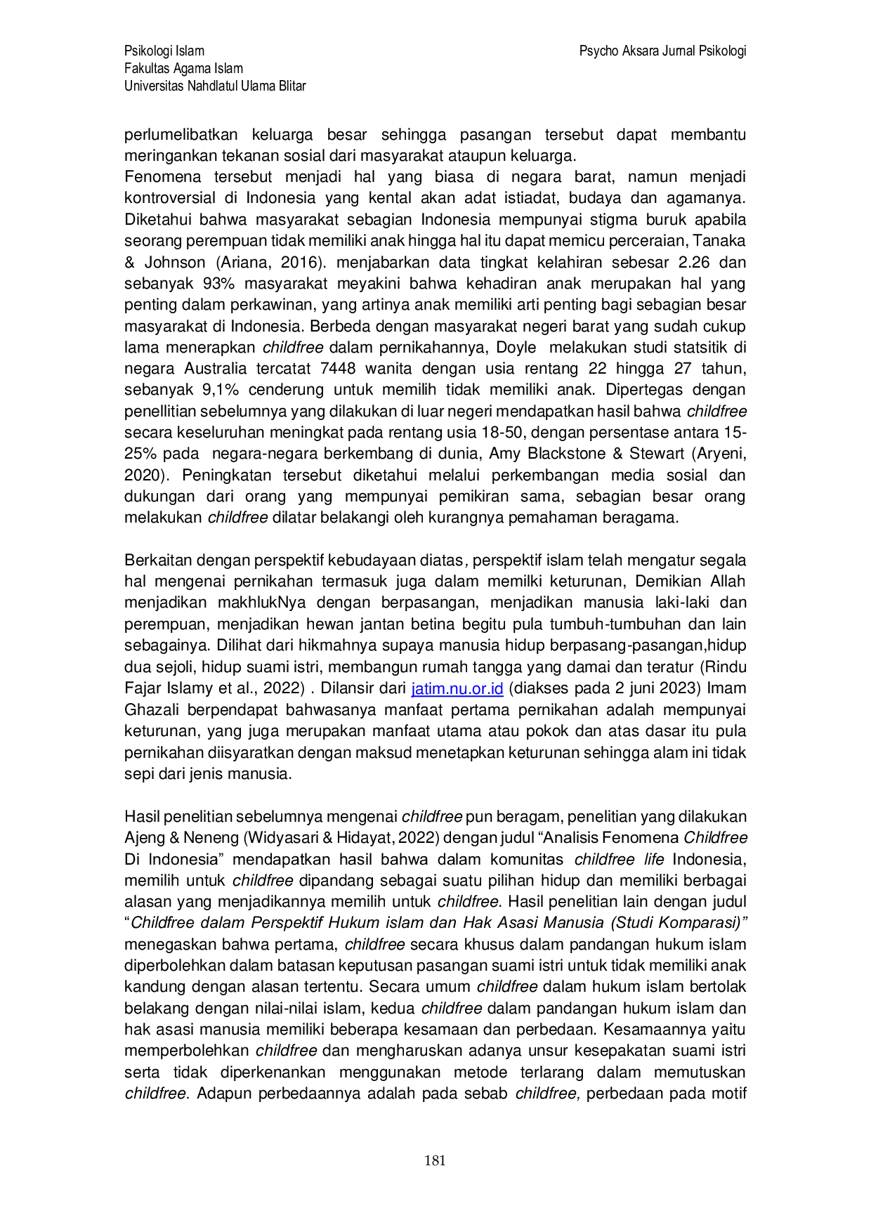 JURIS Fenomena Childfree Dalam Tinjauan Maslahah Mursalah Studi Fenomenologi Terhadap Generasi 5 0