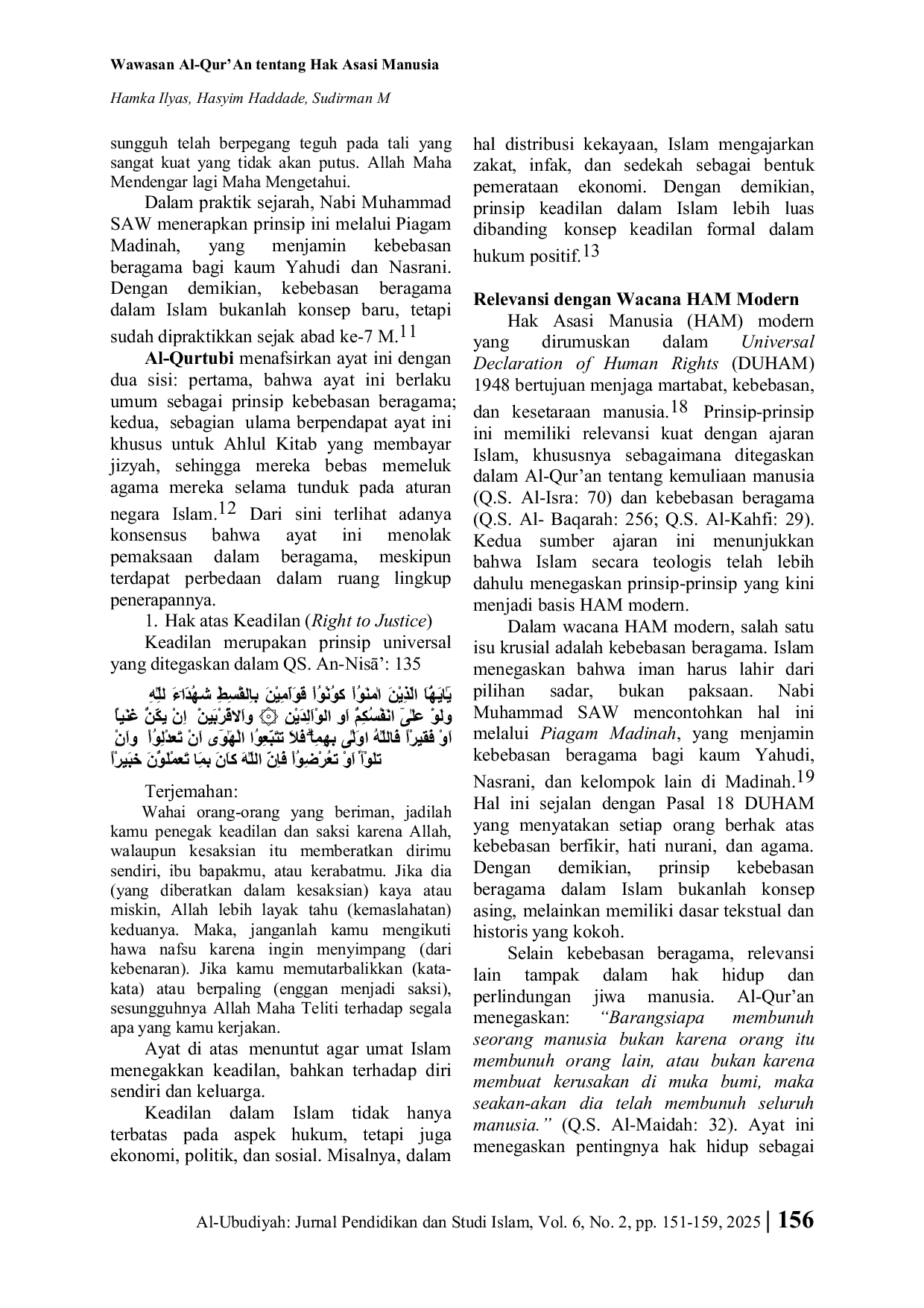 JURIS Wawasan Al Qur an Tentang Hak Asasi Manusia
