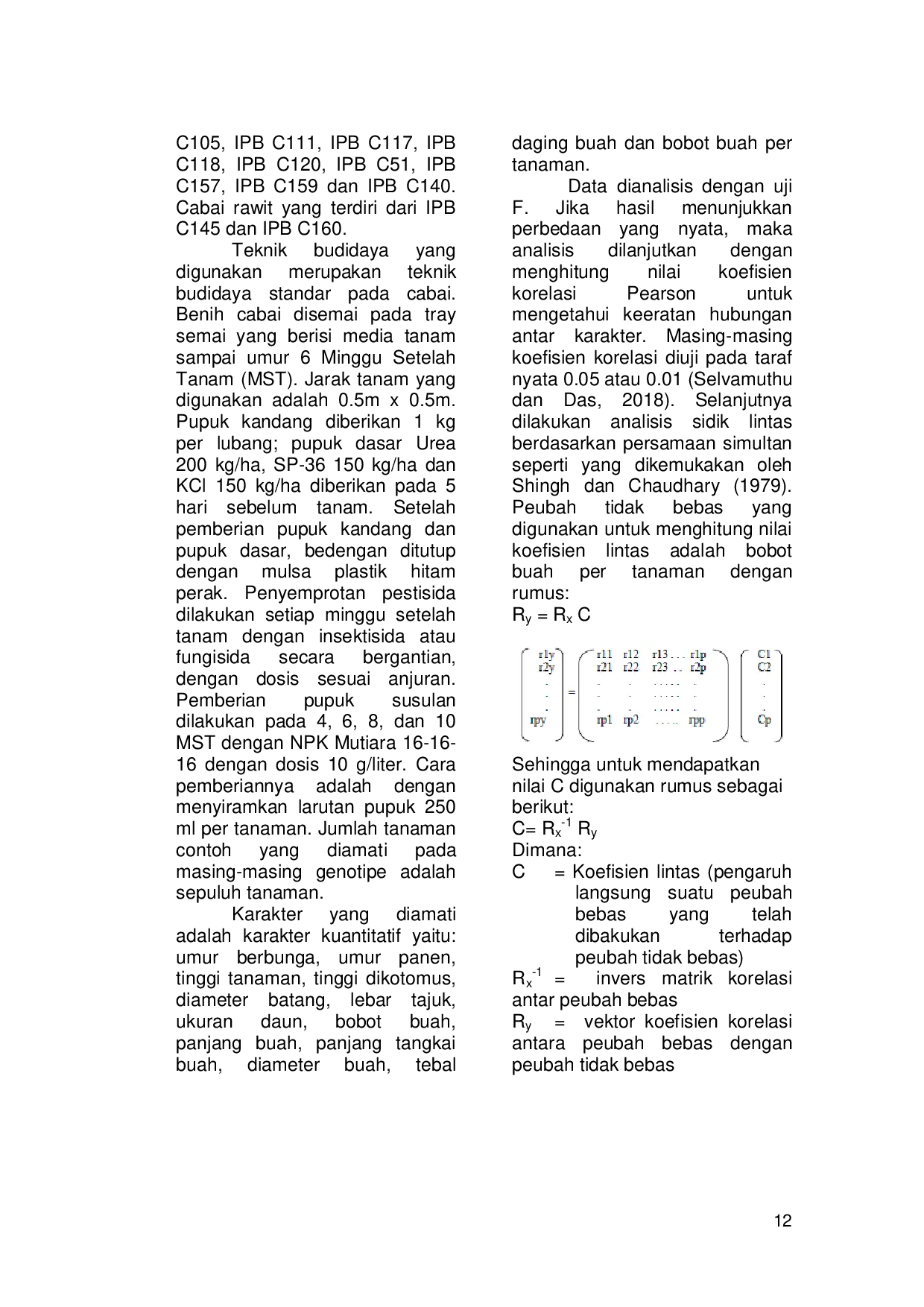 JURIS Analisis Korelasi dan Sidik Lintas Karakter Kuantitatif 20 Genotipe Cabai Capsicum annuum L