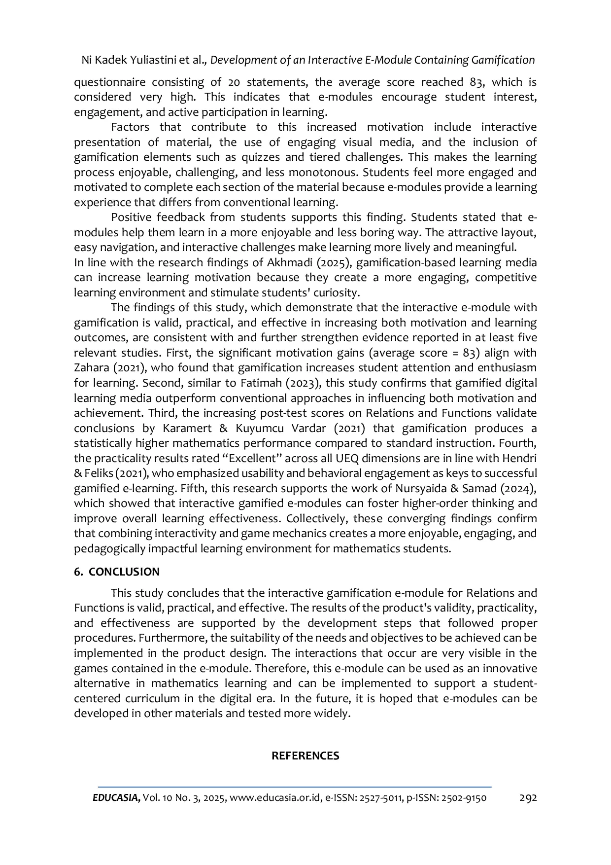 JURIS Development of an Interactive E Module Containing Gamification on the Material of Relations and Functions