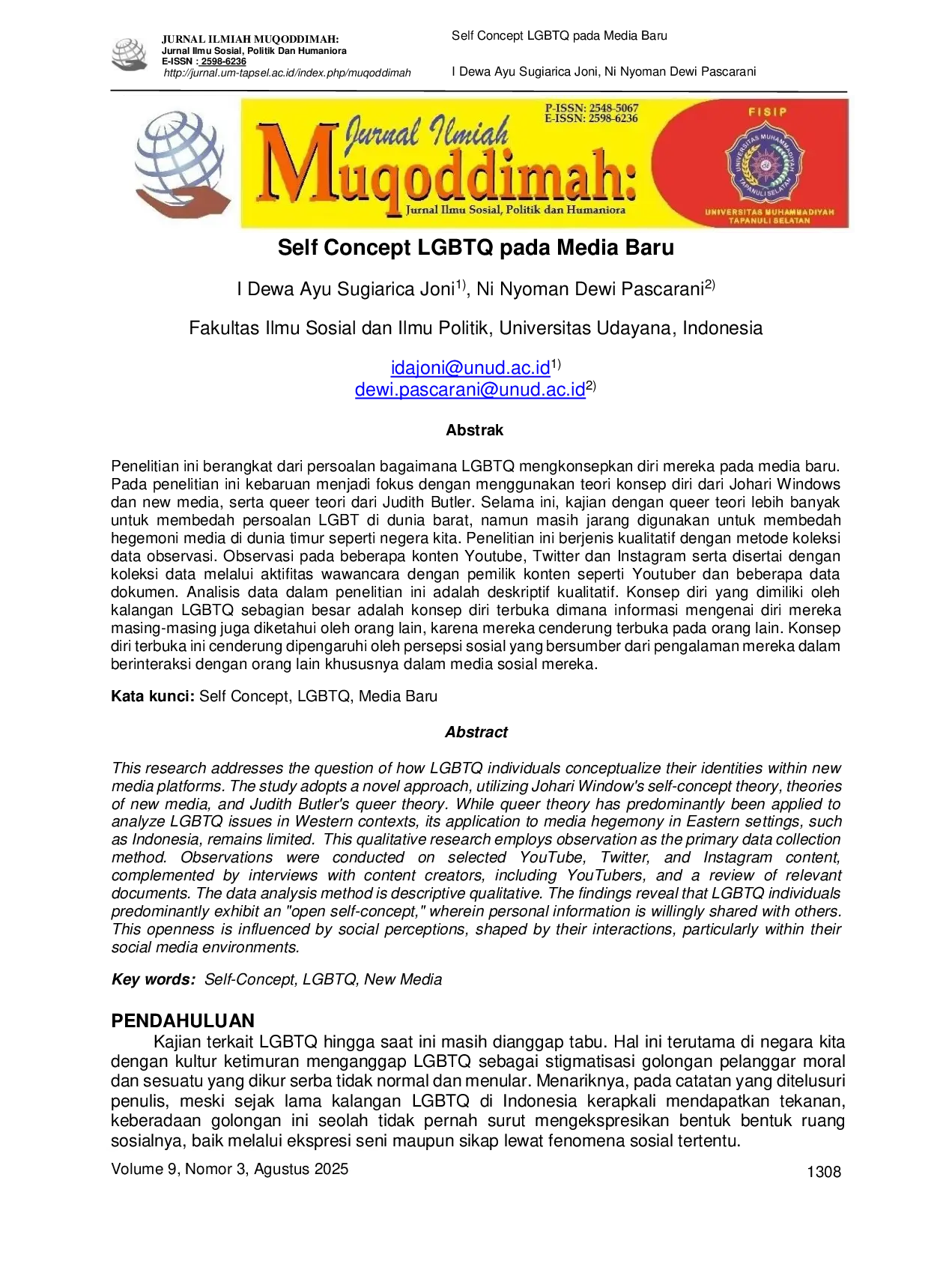 JURIS Self Concept LGBTQ pada Media Baru