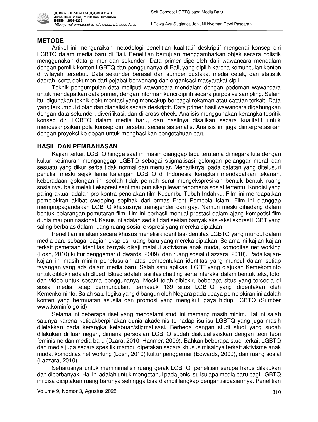 JURIS Self Concept LGBTQ pada Media Baru