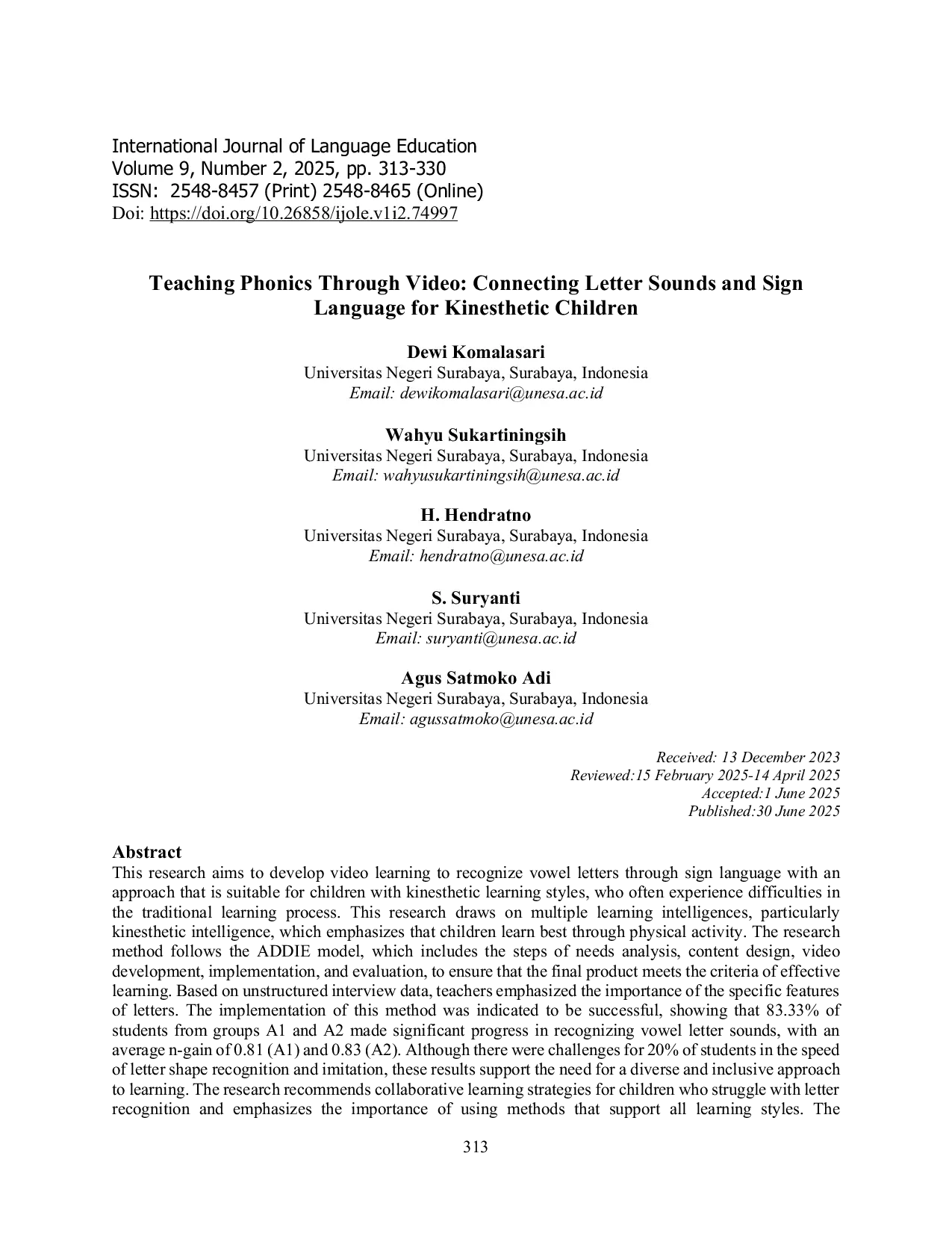 JURIS Teaching Phonics Through Video Connecting Letter Sounds and Sign Language for Kinesthetic Children