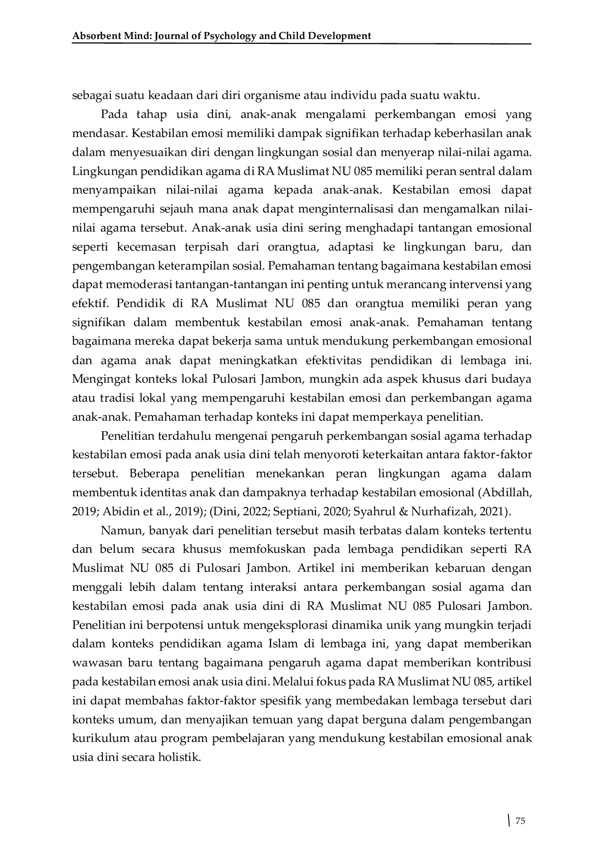JURIS Kestabilan Emosi Pada Anak Usia Dini Dalam Pengaruh Perkembangan Sosial Agama