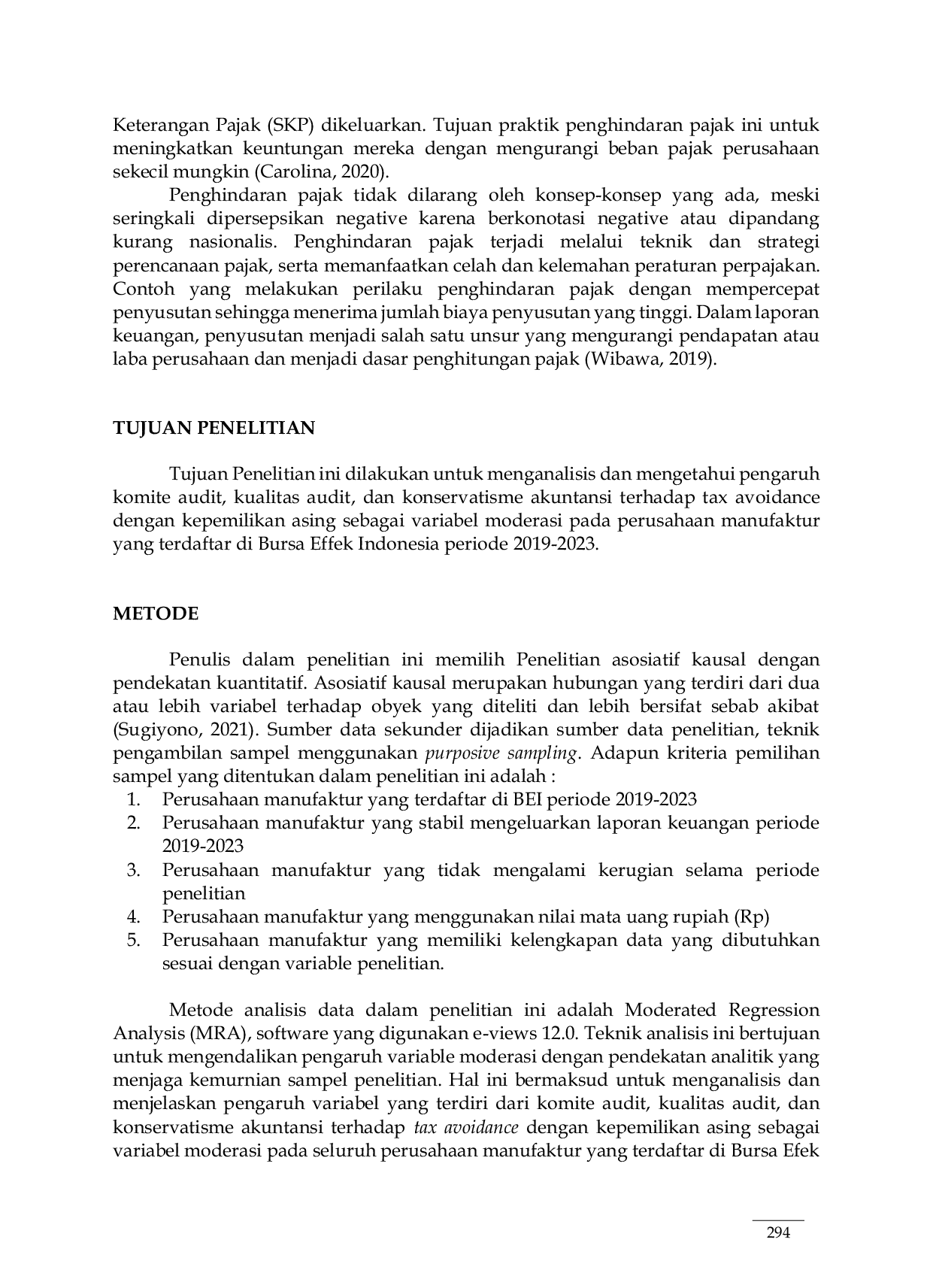 JURIS Pengaruh Komite Audit Kualitas Audit dan Konservatisme Akuntansi Terhadap Tax Avoidance Dengan Kepemilikan Asing Sebagai Variabel Moderasi