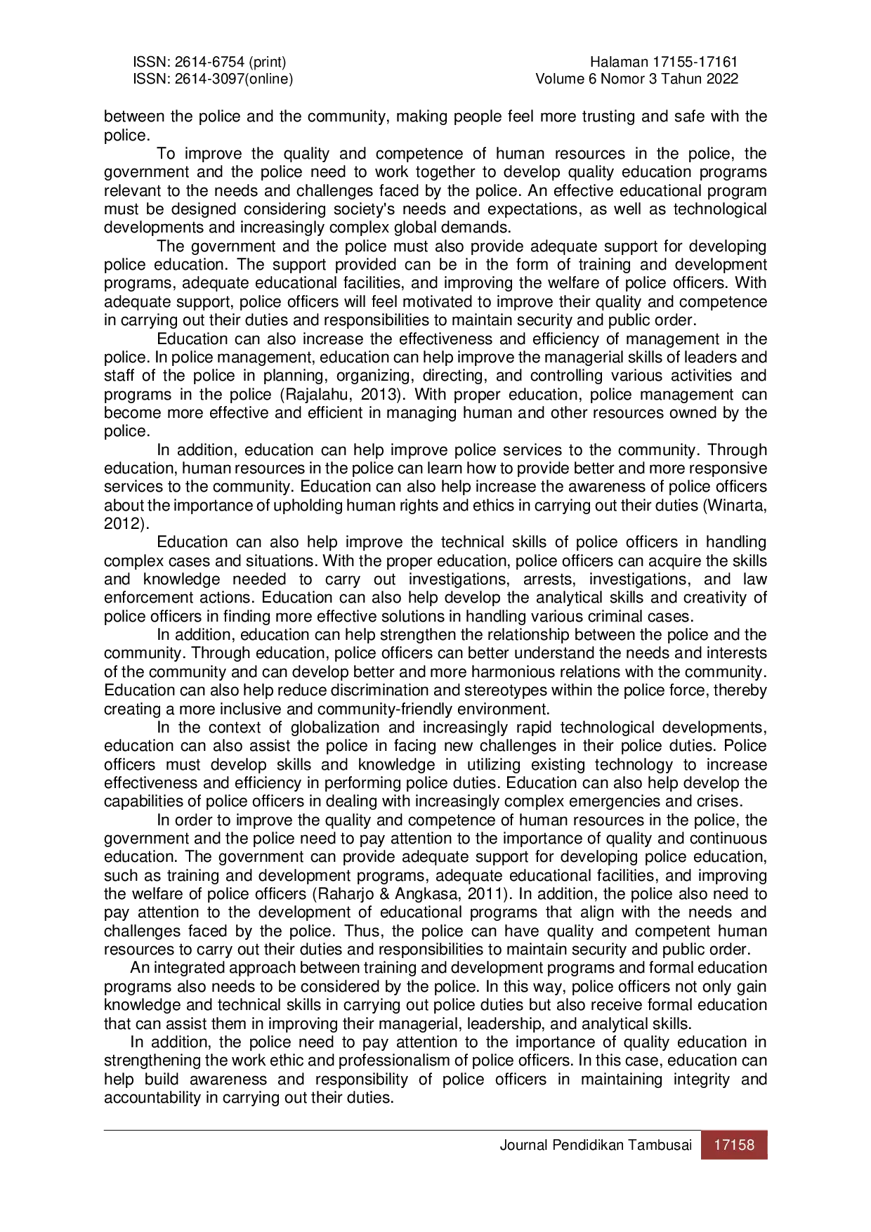 JURIS The Role of Education in Improving Human Resource Management in the Police Strategy and Implementation