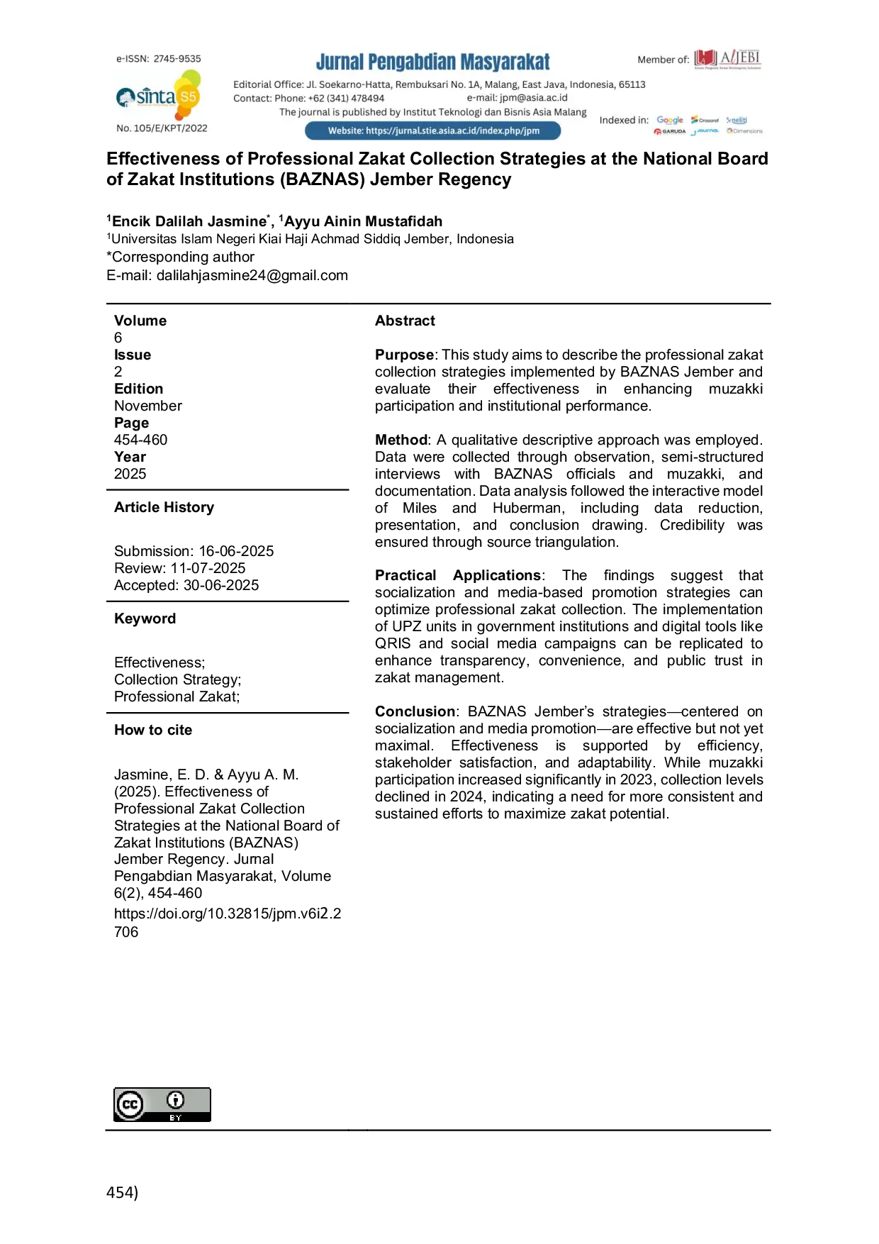 JURIS Effectiveness of Professional Zakat Collection Strategies at the National Board of Zakat Institutions BAZNAS Jember Regency
