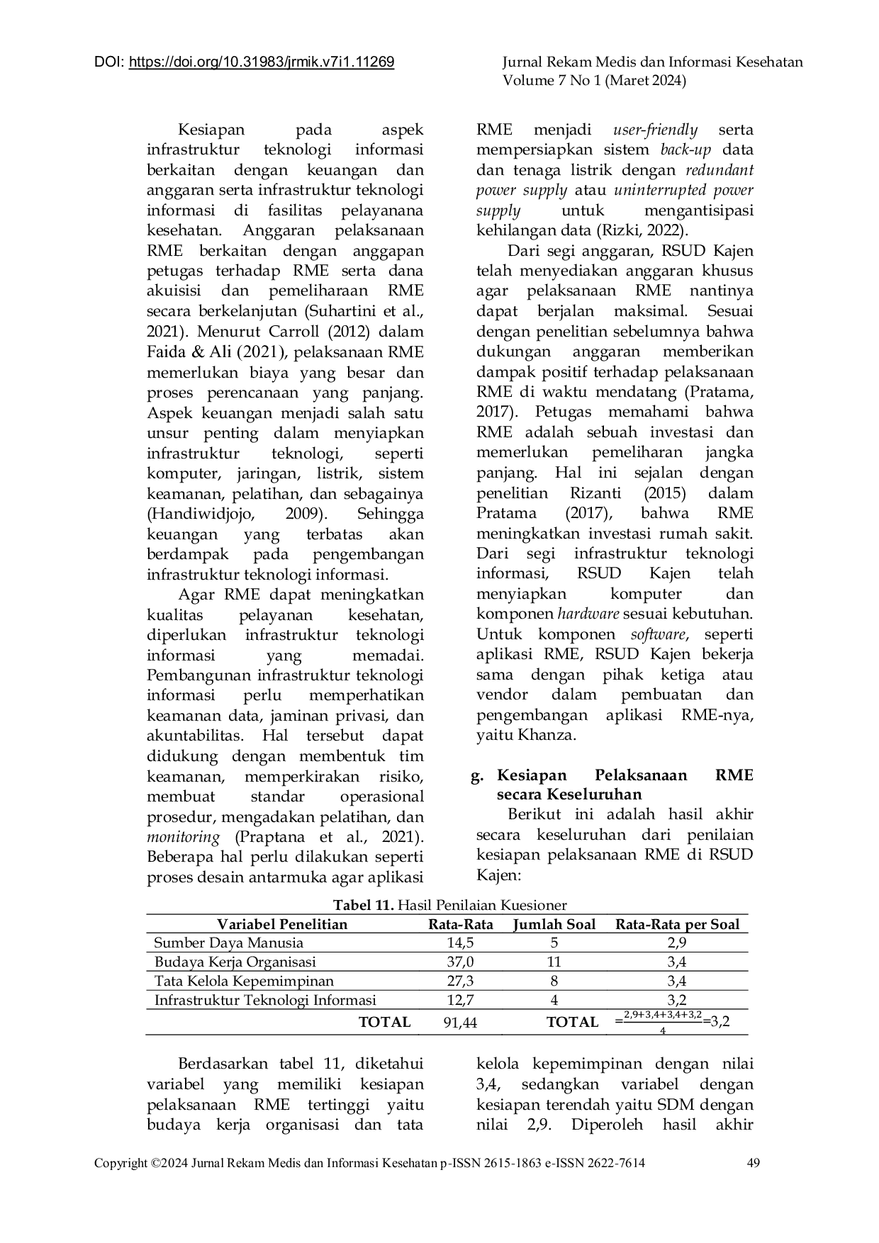 JURIS Analisis Kesiapan Pelaksanaan Rekam Medis Elektronik dengan Metode Doctor s Office Quality Information Technology DOQ IT di Rumah Sakit Umum Daerah Kajen Kabupaten Pekalonga