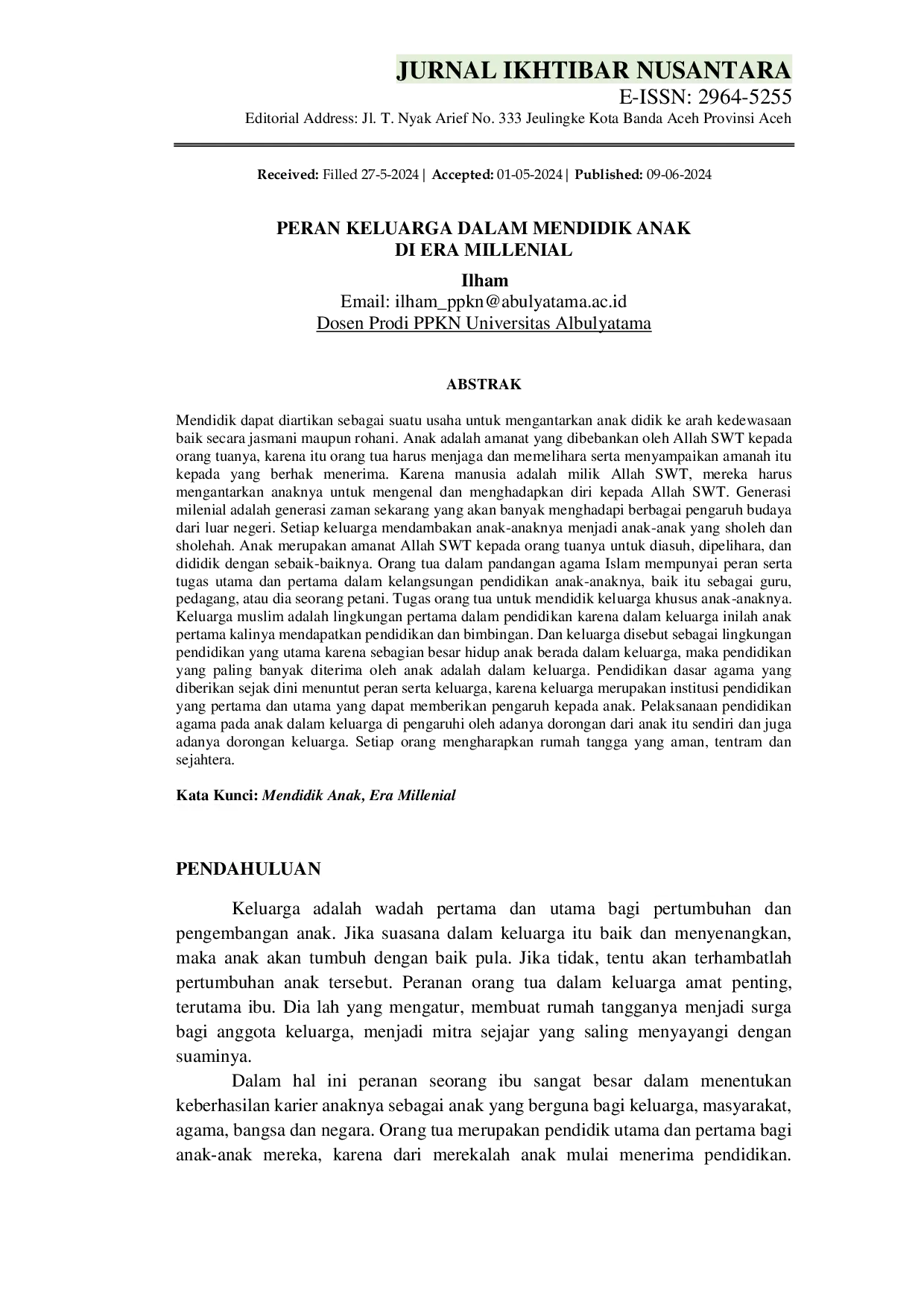 JURIS Peran Keluarga dalam Mendidik Anak di Era Millenial