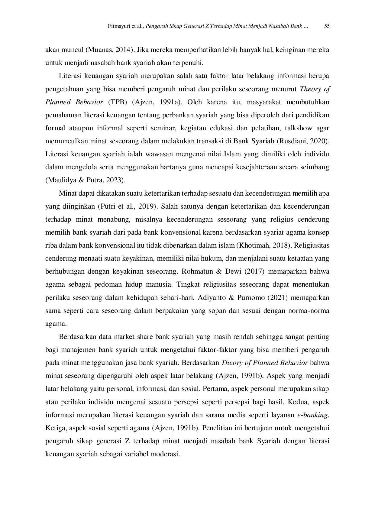 JURIS Pengaruh Sikap Generasi Z Terhadap Minat Menjadi Nasabah Bank Syariah dengan Literasi Keuangan Syariah Sebagai Variabel Moderasi Studi Kasus Mahasiswa Kota Payakumbuh Tahun 2024