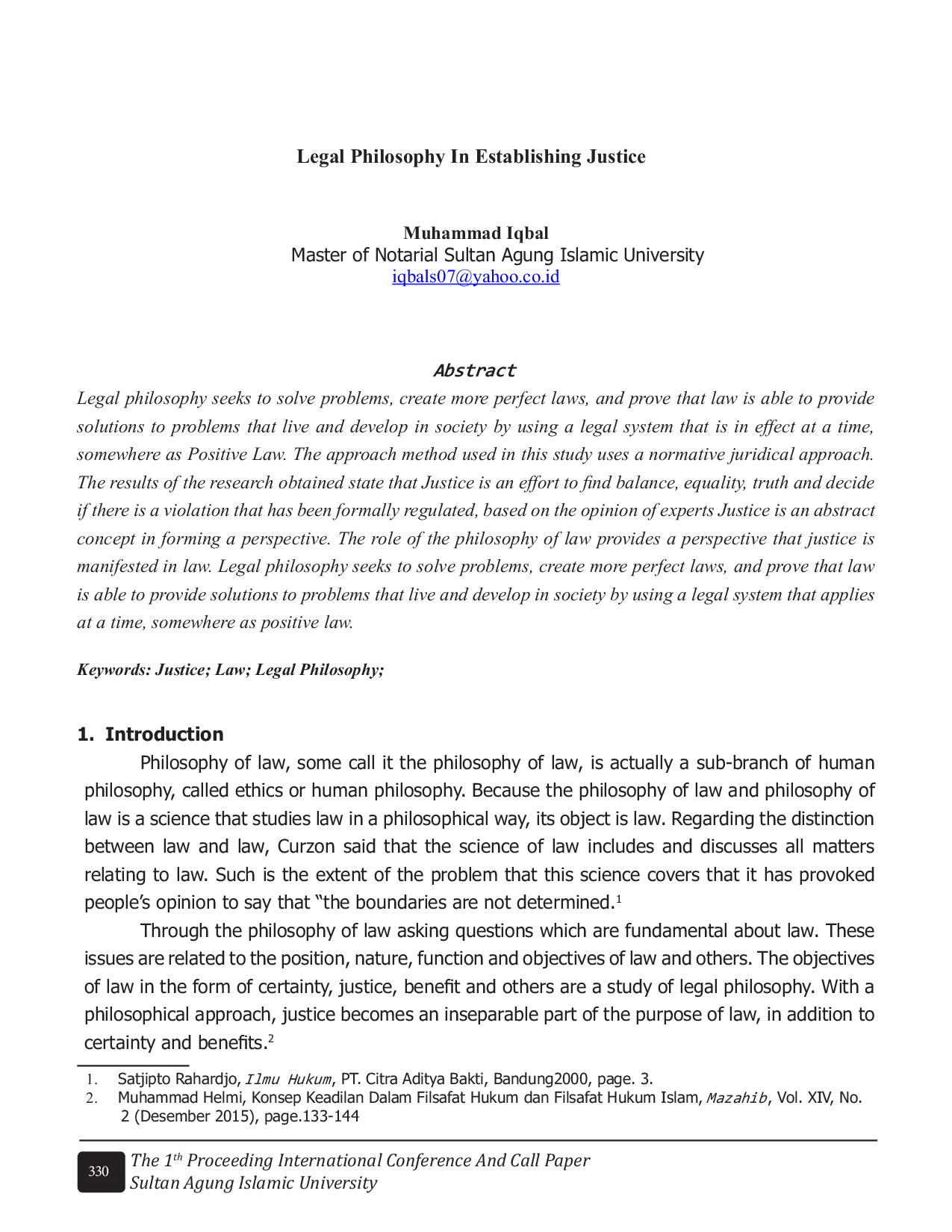 JURIS Legal Philosophy In Establishing Justice