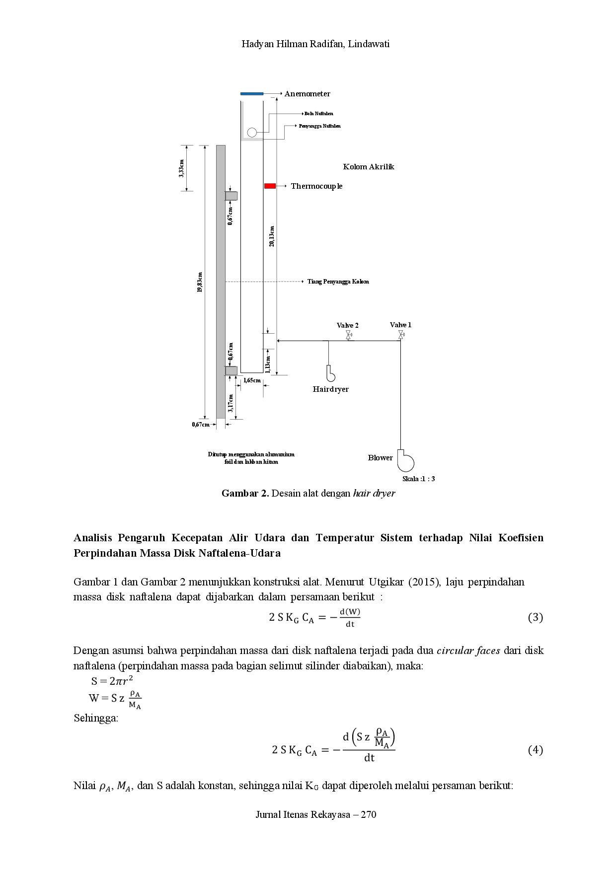 juris Pengaruh Kecepatan Alir Udara dan Temperatur Terhadap Perpindahan Massa Padat dan Gas Disk Naftalen Udara Dalam Sistem Kolom Akrilik