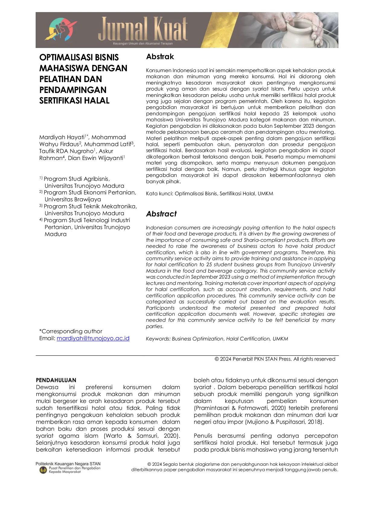 JURIS Optimalisasi Bisnis Mahasiswa dengan Pelatihan dan Pendampingan Sertifikasi Halal