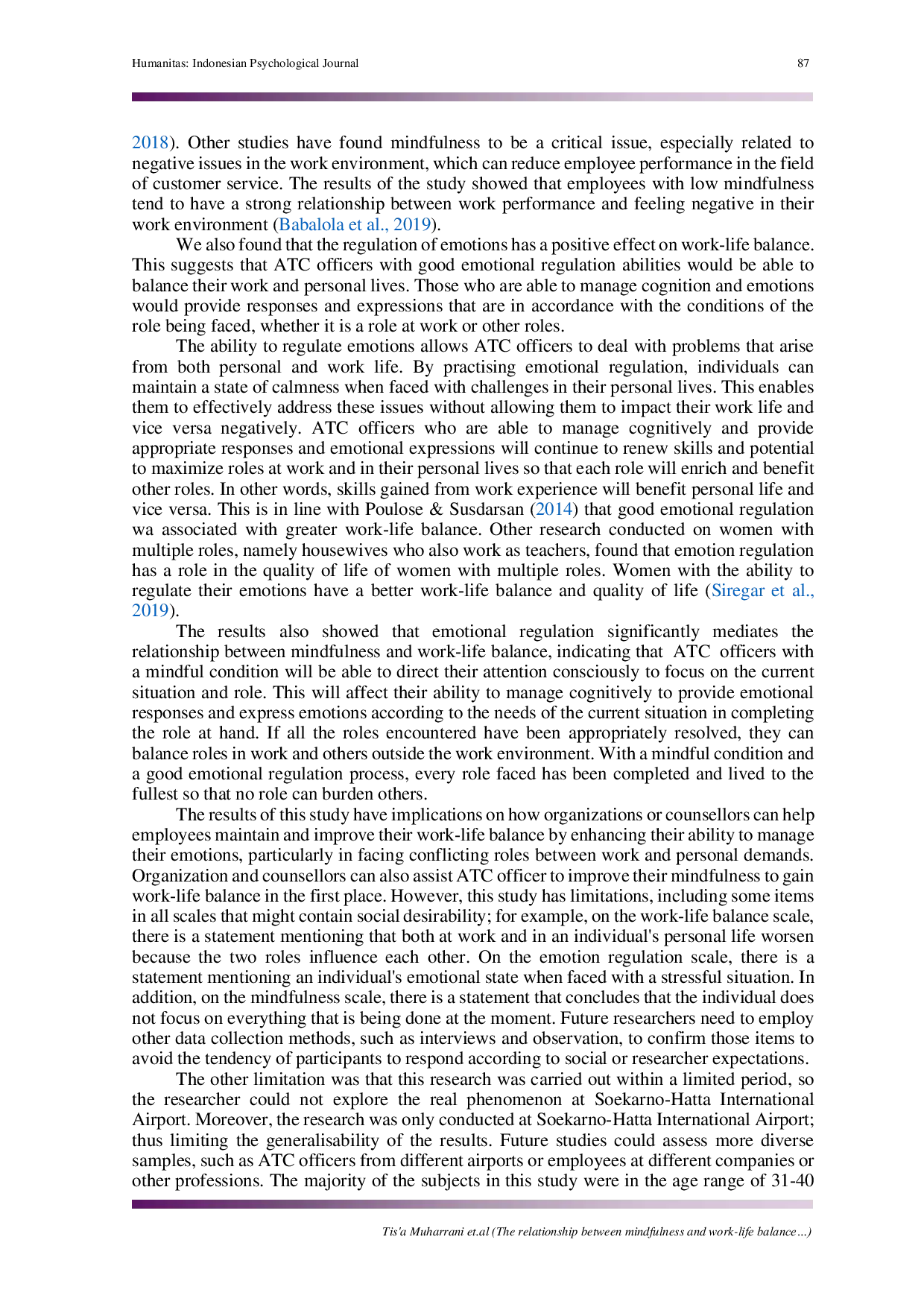 JURIS The relationship between mindfulness and work life balance The mediation role of emotional regulation