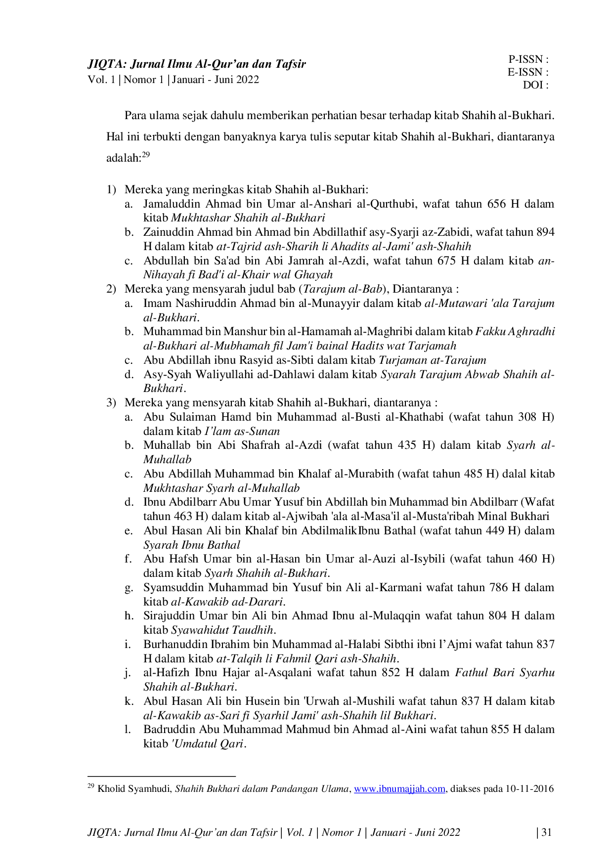 JURIS Analisis Deskriptif Kitab Shahih Al Bukhari